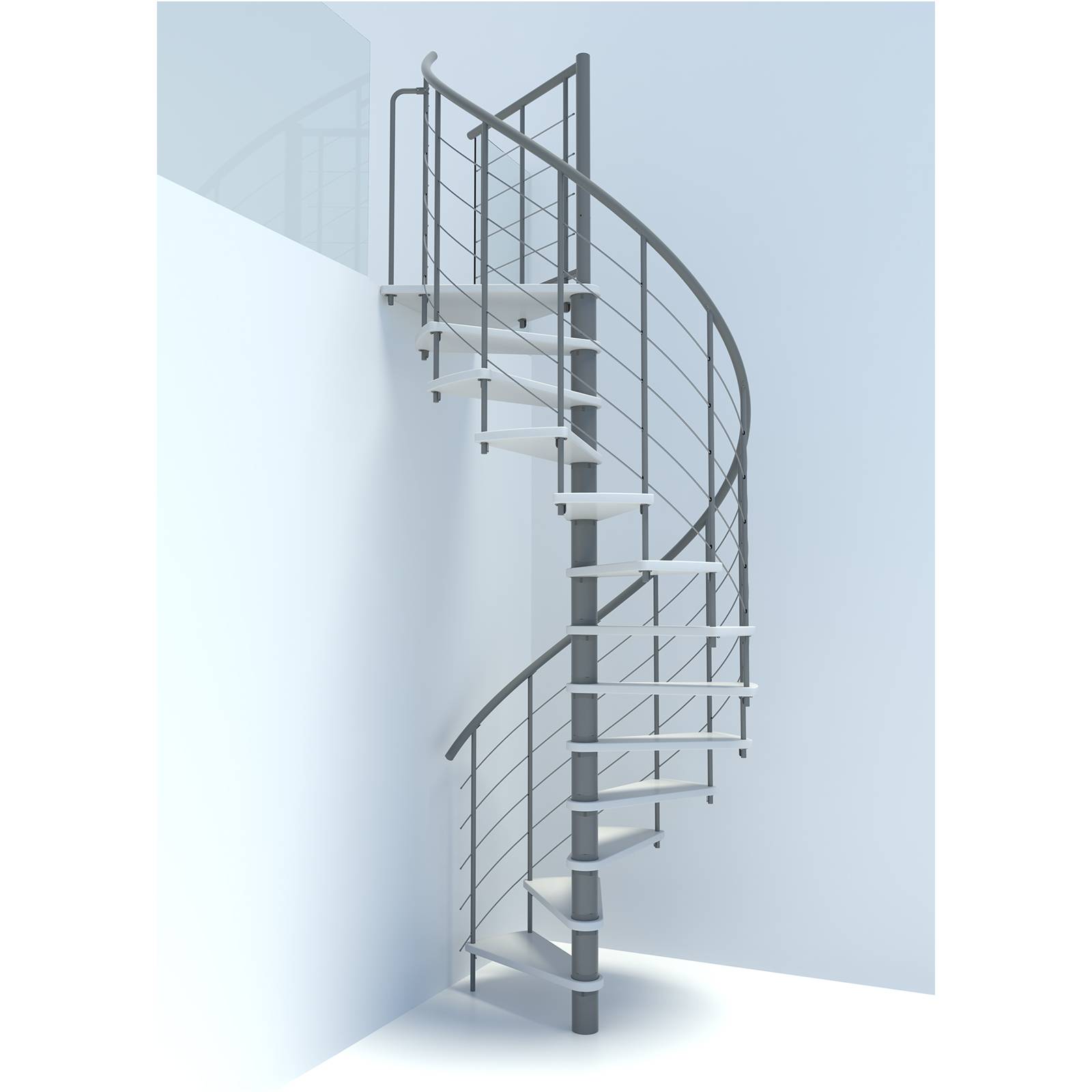 Minka Spindeltreppe Venezia Smart 38 - 305,5cm Geschosshöhe Weiß Grau 160cm Durchmesser