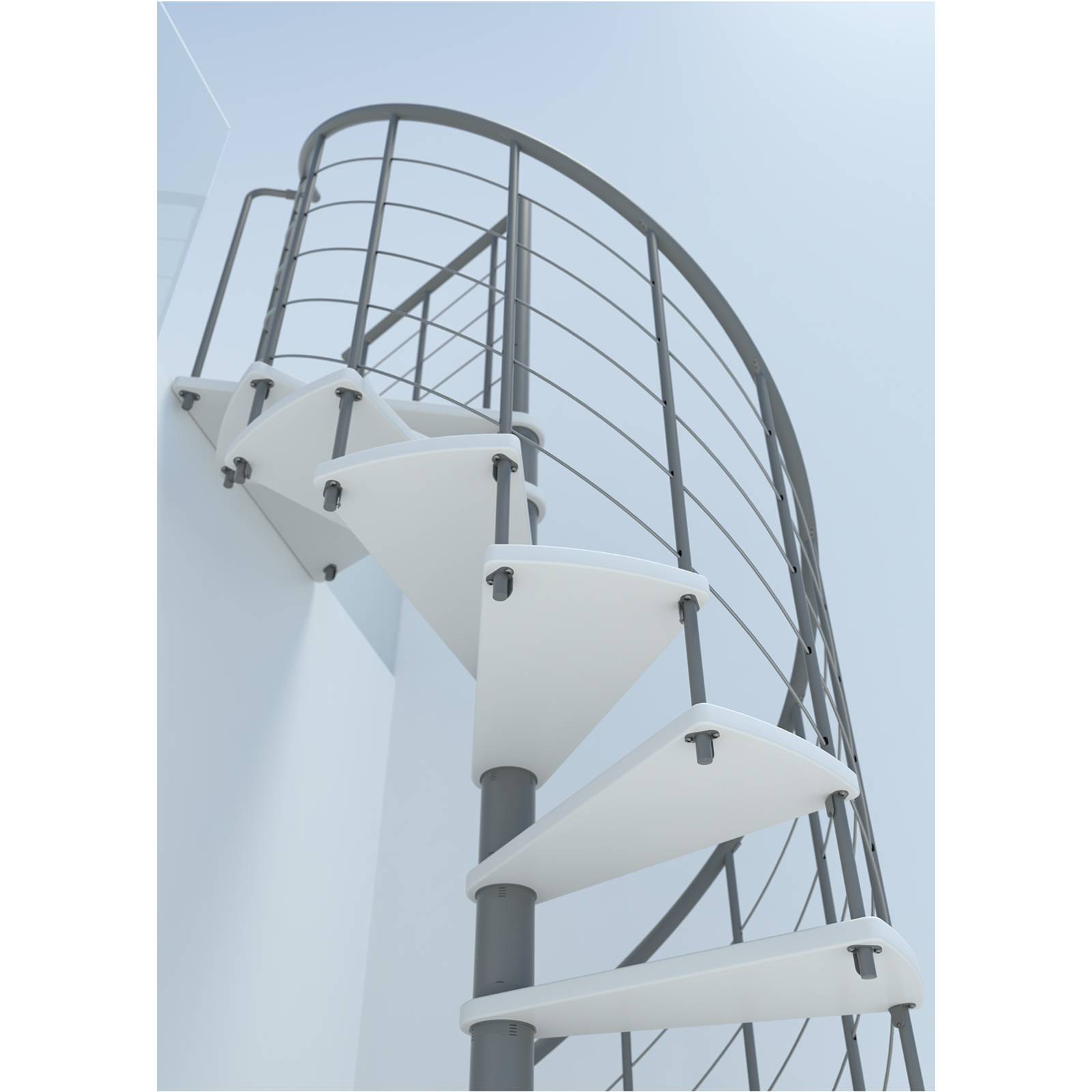 Minka Spindeltreppe Venezia Smart 38 - 305,5cm Geschosshöhe Weiß Grau 160cm Durchmesser