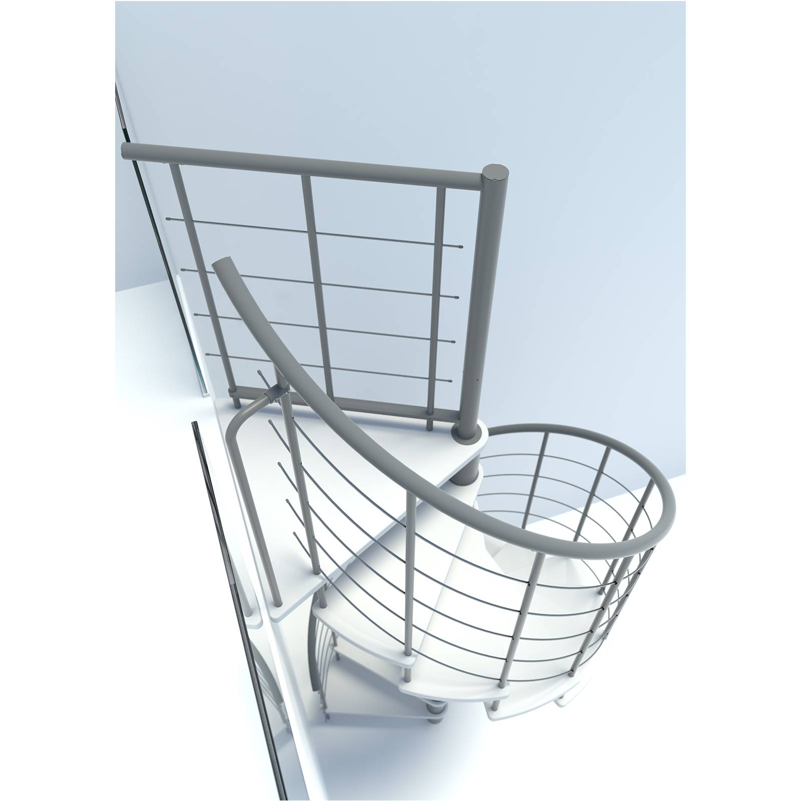 Minka Spindeltreppe Venezia Smart 38 - 305,5cm Geschosshöhe Weiß Grau 160cm Durchmesser