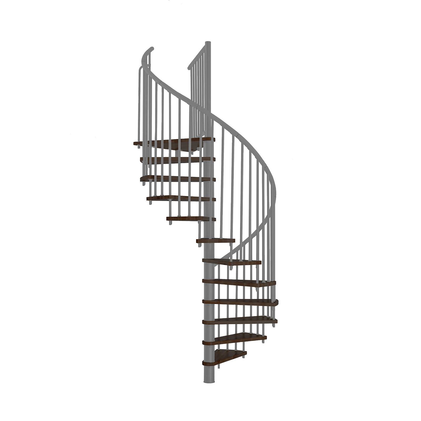Minka Spindeltreppe Spiral Effect 38 - 305,5cm Geschosshöhe Walnuss Grau 140cm Durchmesser