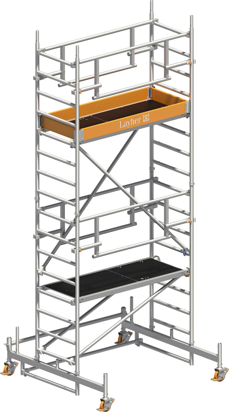 Layher Rollgerüst Uni Leicht P2 Safety Plus mit Doppelgeländer 5,26m AH