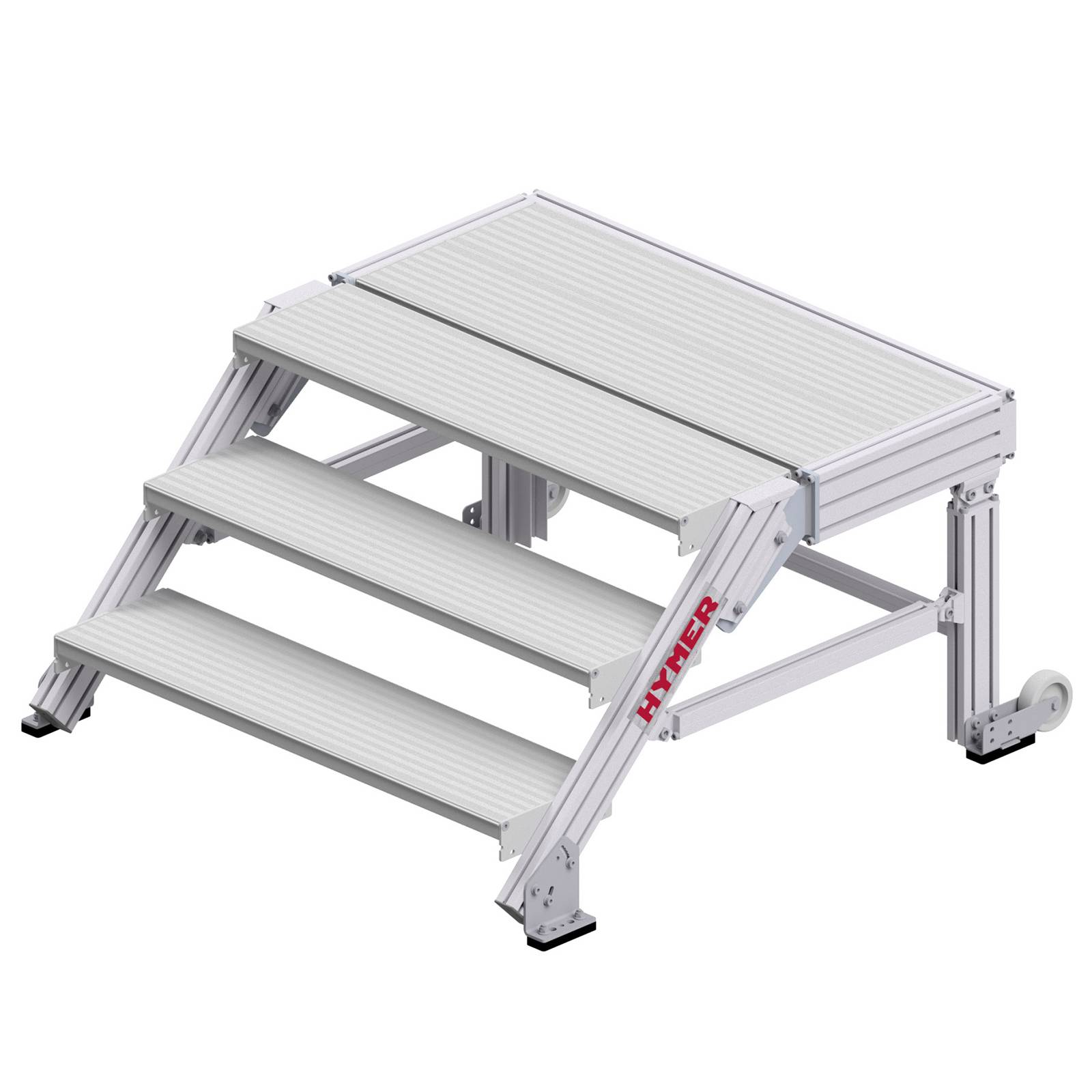 Hymer Treppenpodest mit großflächiger Plattform und 2 Rollen 1m Stufenbreite 3 Stufen