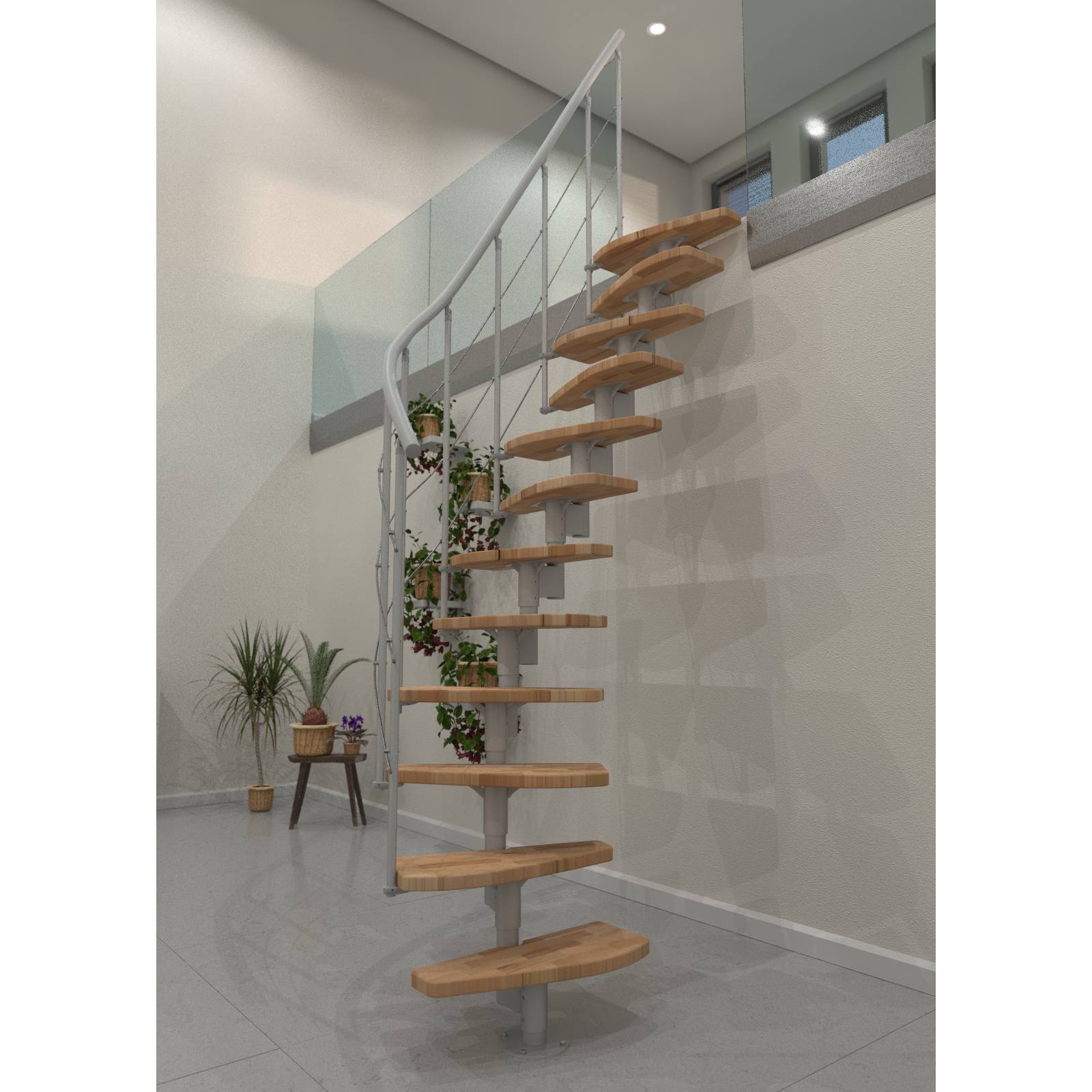 Minka Mittelholmtreppe Nizza 35 - 293,8cm Geschosshöhe Buche Weiß