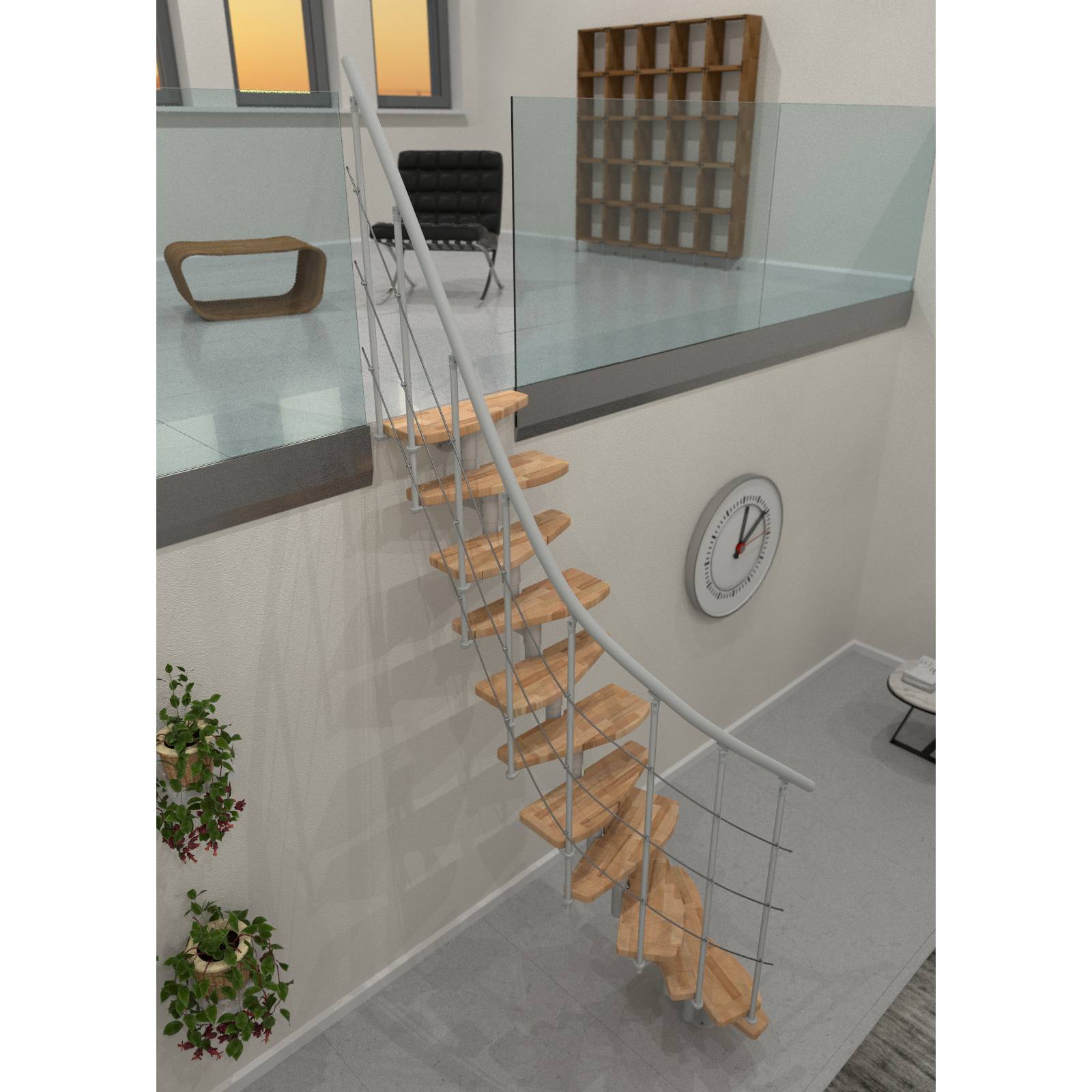 Minka Mittelholmtreppe Nizza 35 - 293,8cm Geschosshöhe Buche Weiß