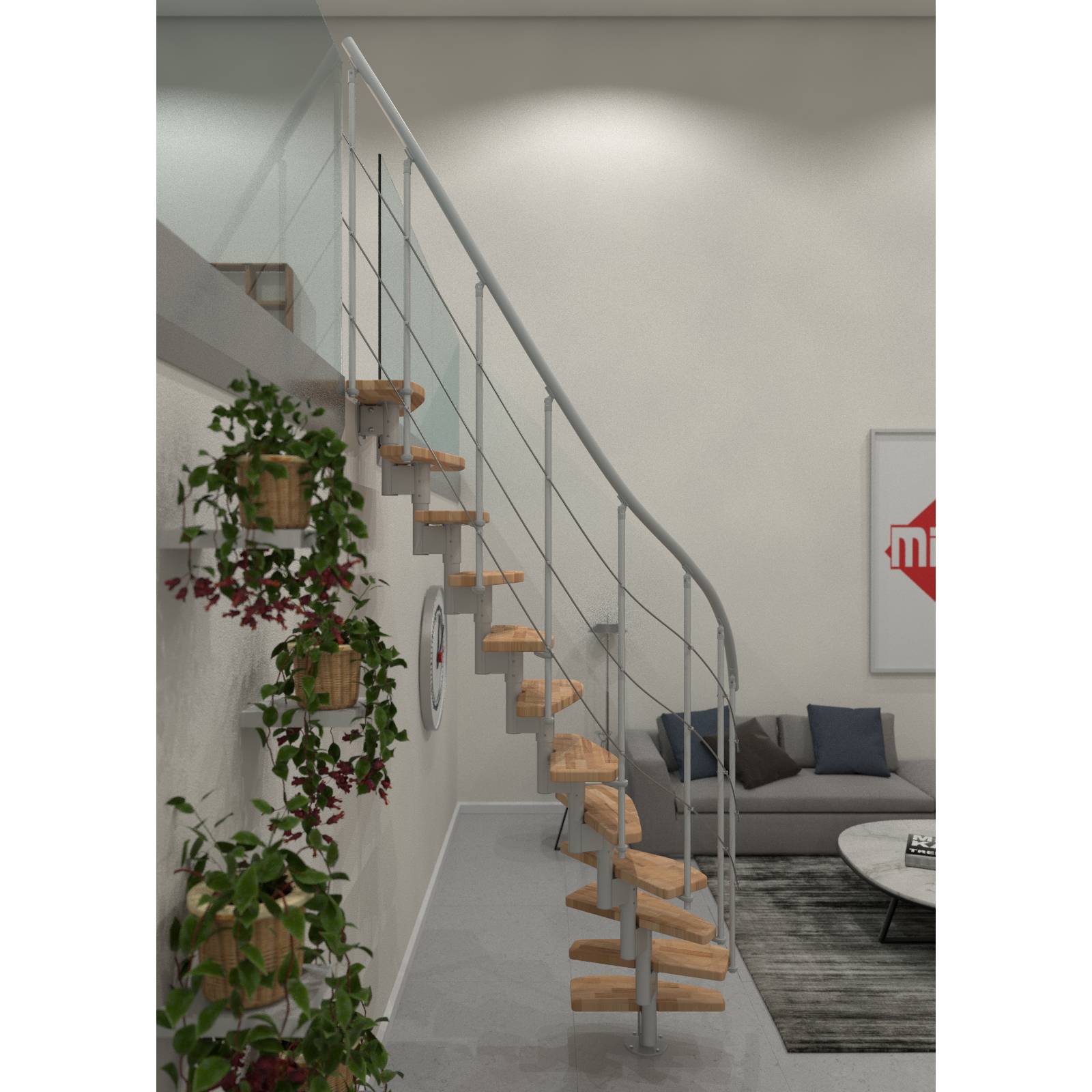 Minka Mittelholmtreppe Nizza 35 - 293,8cm Geschosshöhe Buche Weiß