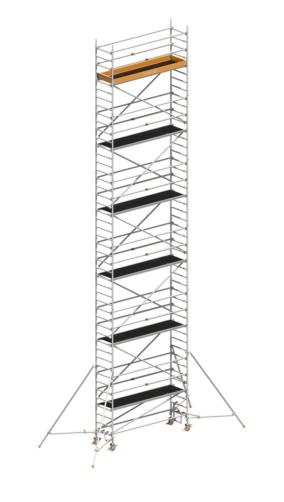 Layher Rollgerüst Uni Standard P2 mit Uni Telegeländer und ausziehbaren Gerüststützen 13,20m AH