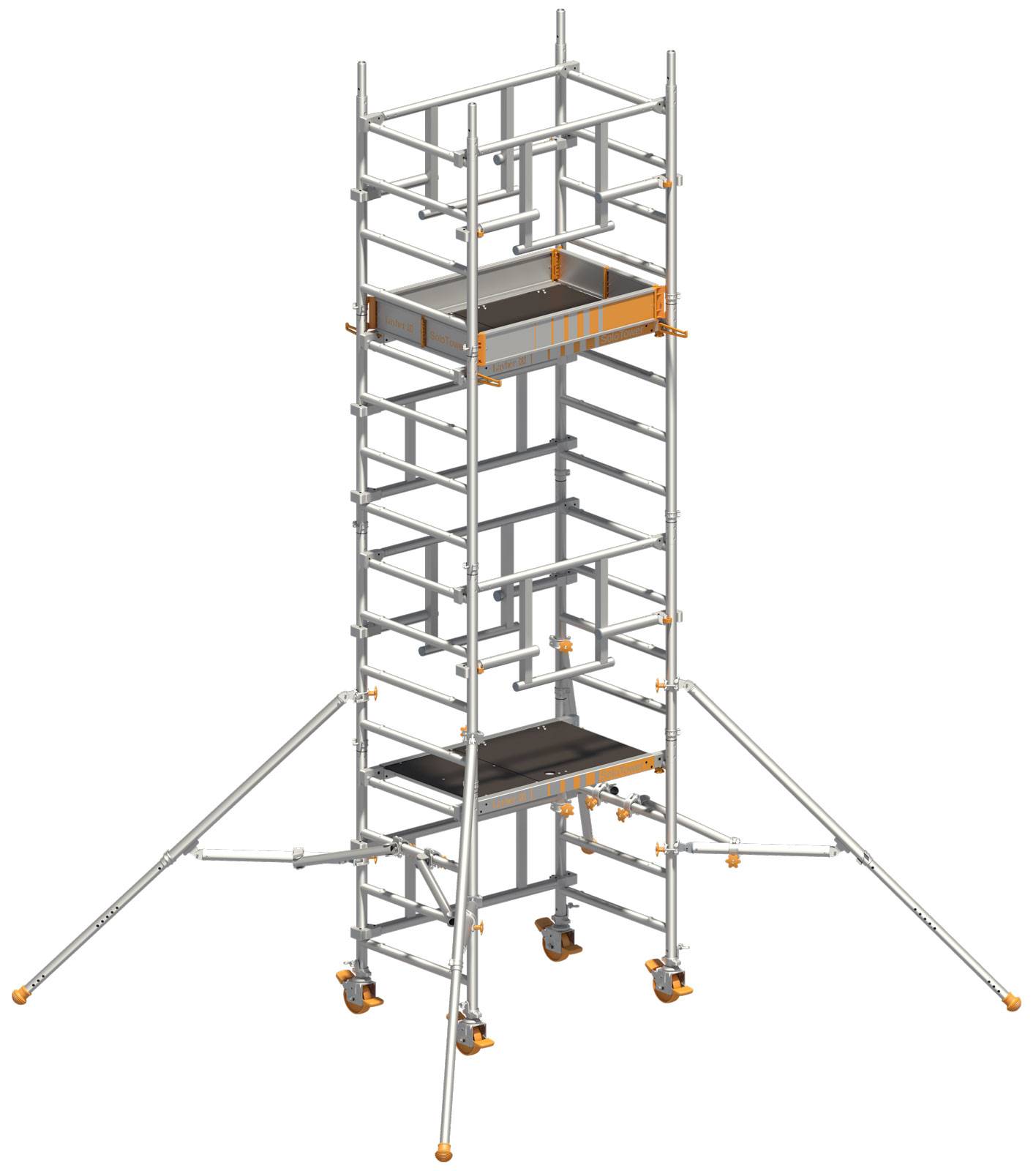 Layher Rollgerüst Solotower mit dem Sicherheitsaufbau P2 Safety Plus 5,15m AH