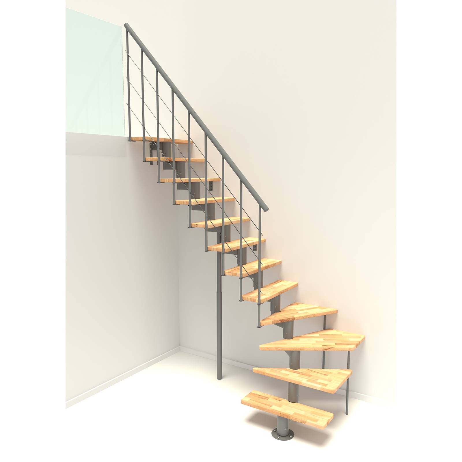 Minka Mittelholmtreppe Comfort Top Turn 37 - 312cm Geschosshöhe Buche Grau