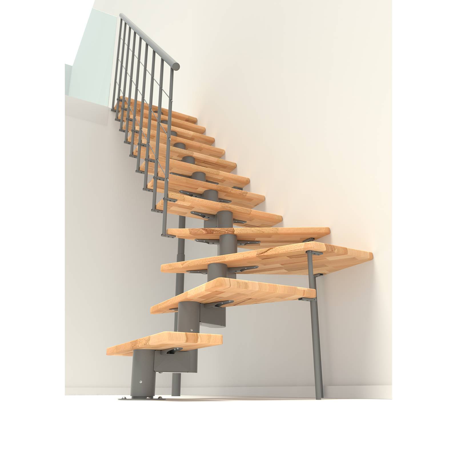 Minka Mittelholmtreppe Comfort Top Turn 37 - 312cm Geschosshöhe Buche Grau