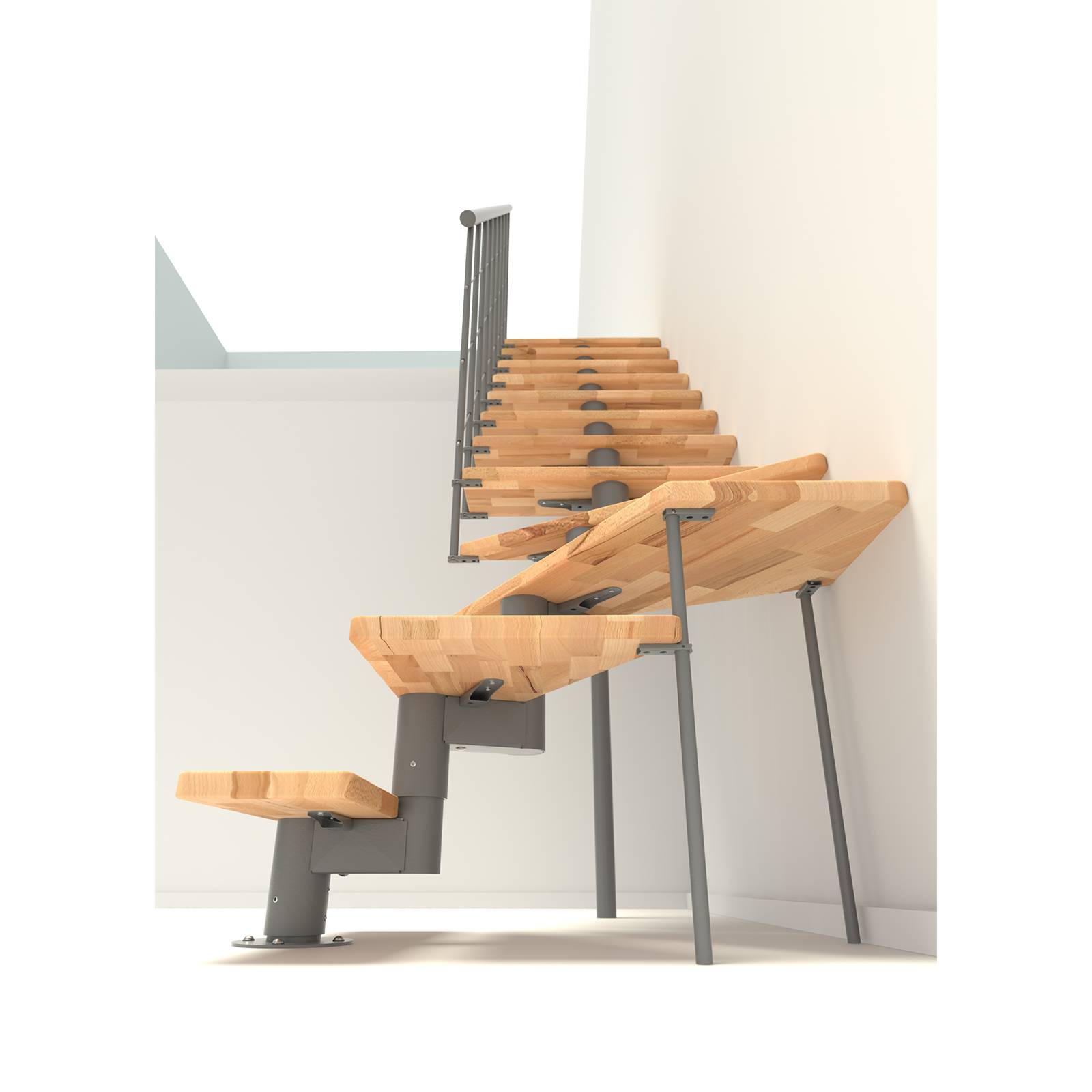 Minka Mittelholmtreppe Comfort Top Turn 37 - 312cm Geschosshöhe Buche Grau