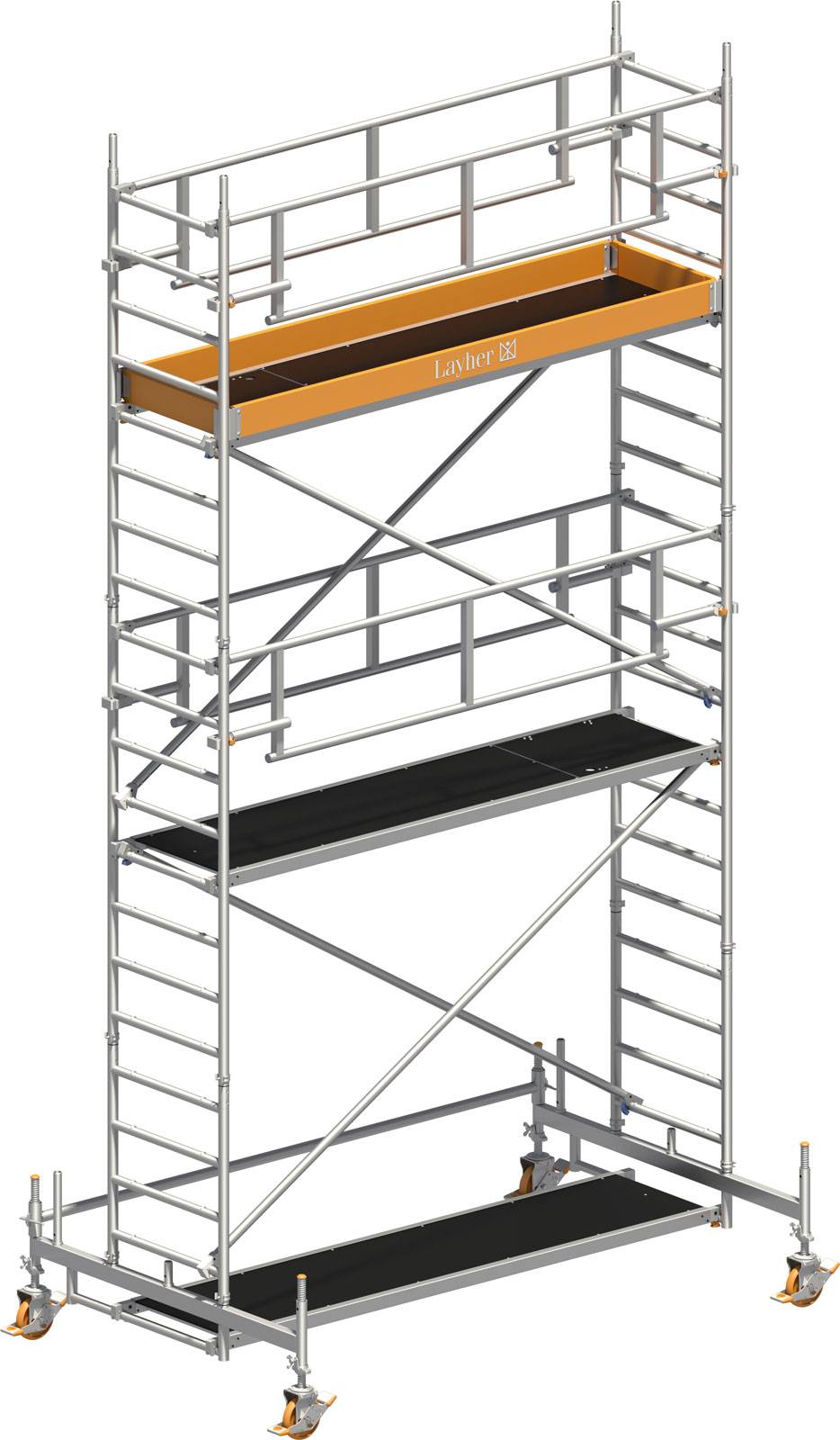 Layher Rollgerüst Uni Standard P2 Safety Plus mit Doppelgeländer 6,35m AH