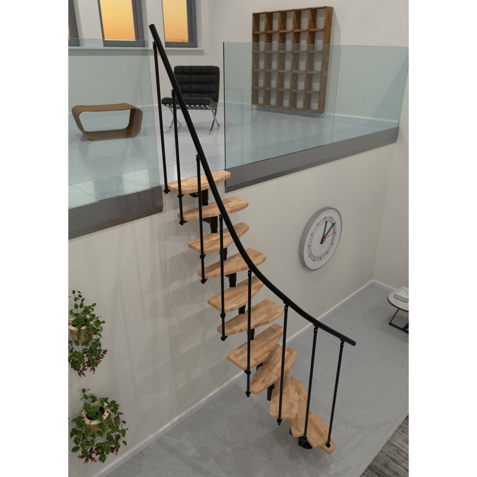 Minka Raumspartreppe Monte Carlo 35 - 293,8cm Geschosshöhe Buche Schwarz