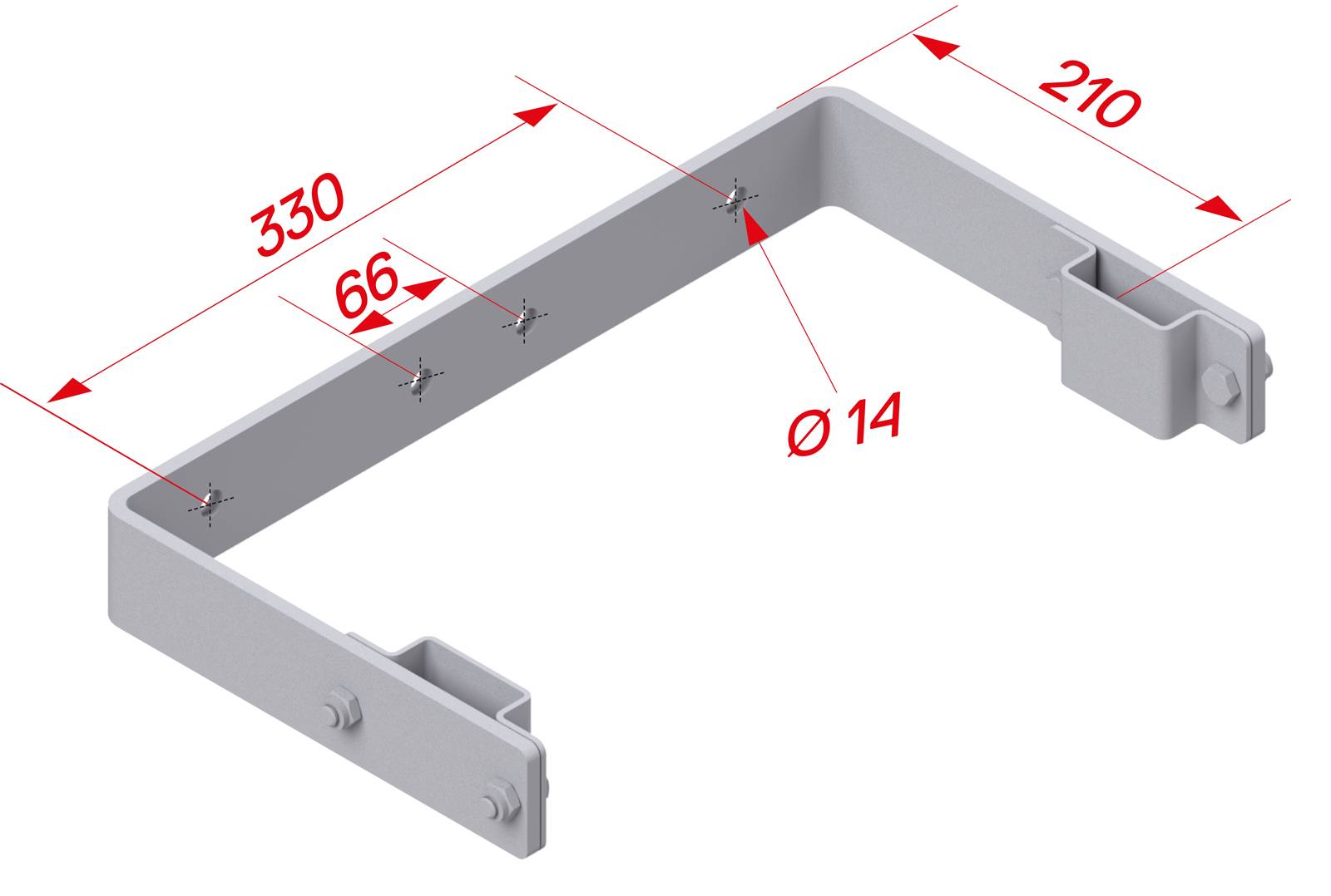 Hymer Wandhalter U-Form mittlere Anbindung Stahl verzinkt