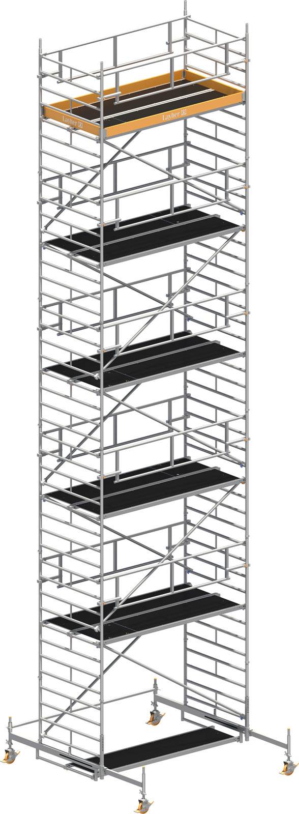 Layher Rollgerüst Uni Breit P2 Safety Plus mit Doppelgeländer 12,38m AH