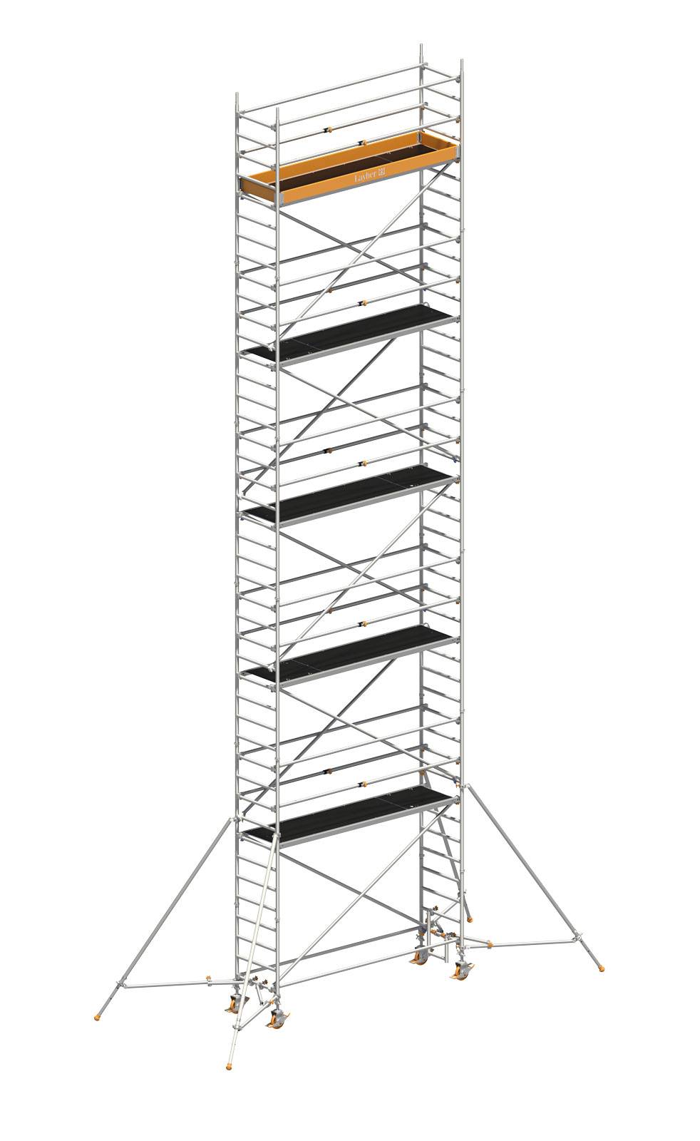 Layher Rollgerüst Uni Standard P2 mit Uni Telegeländer und ausziehbaren Gerüststützen 12,20m AH