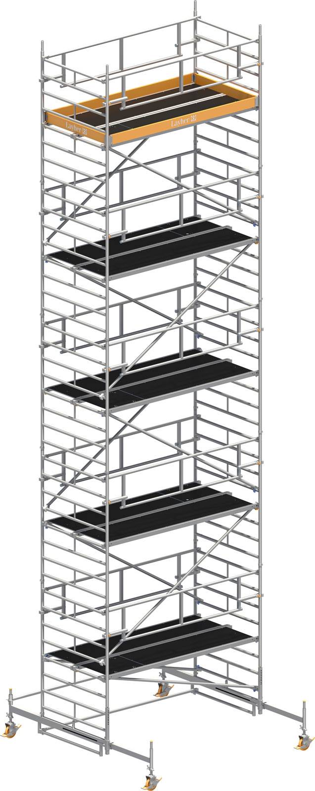 Layher Rollgerüst Uni Breit P2 Safety Plus mit Doppelgeländer 11,38m AH