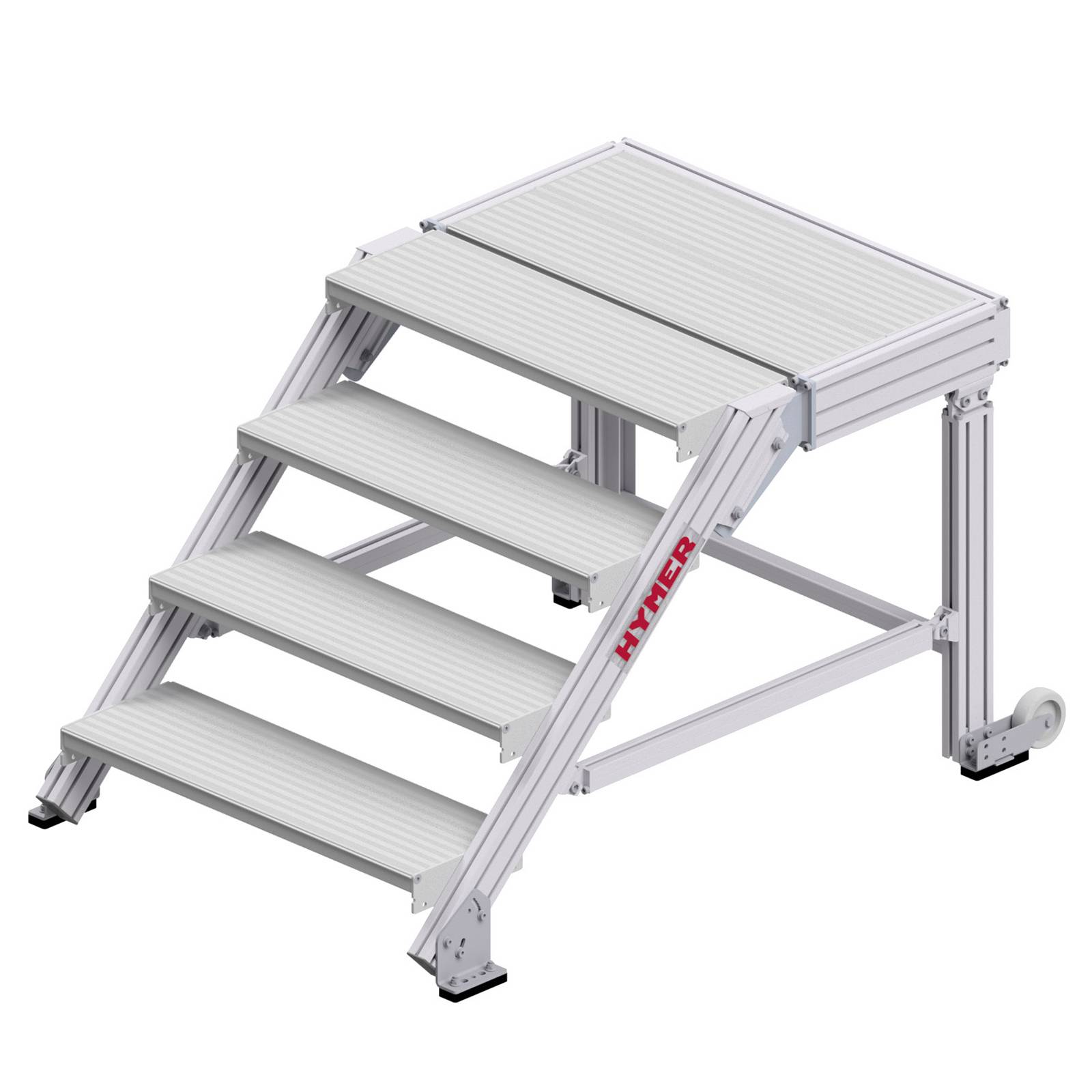 Hymer Treppenpodest mit großflächiger Plattform und 2 Rollen 0,8m Stufenbreite 4 Stufen
