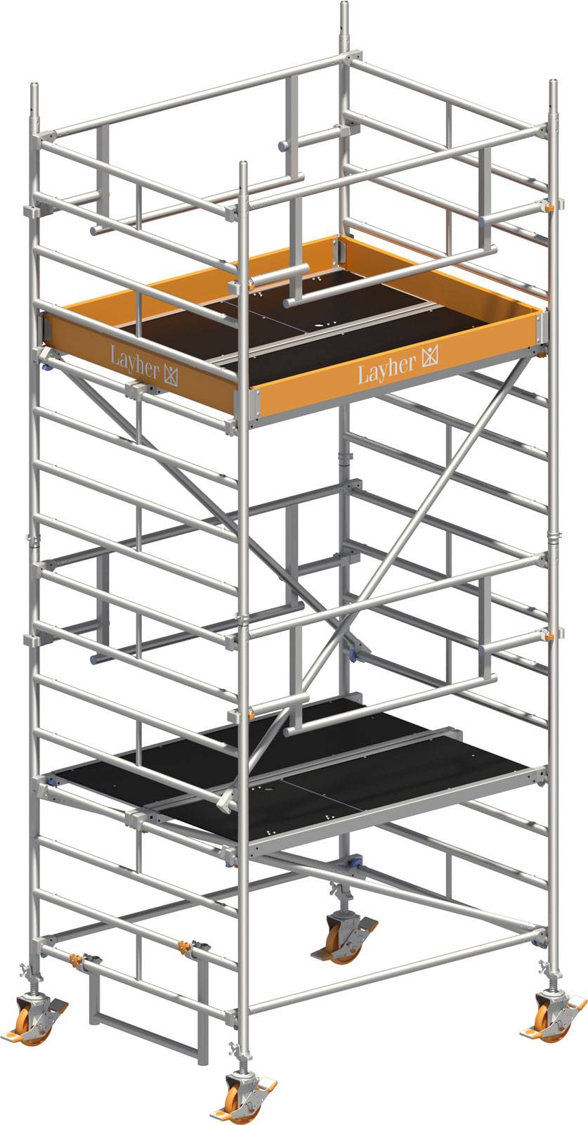 Layher Rollgerüst Uni Kompakt P2 Safety Plus mit Doppelgeländer 5,20m AH