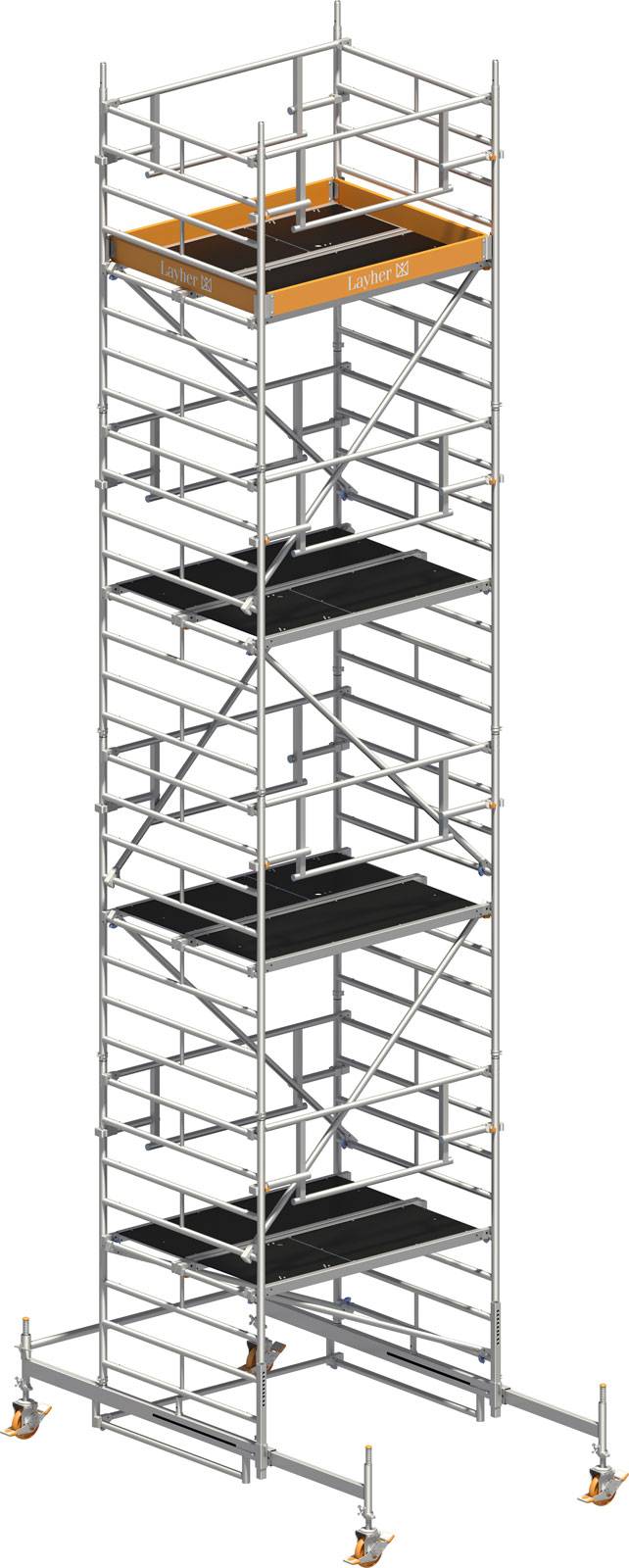 Layher Rollgerüst Uni Kompakt P2 Safety Plus mit Doppelgeländer 9,38m AH