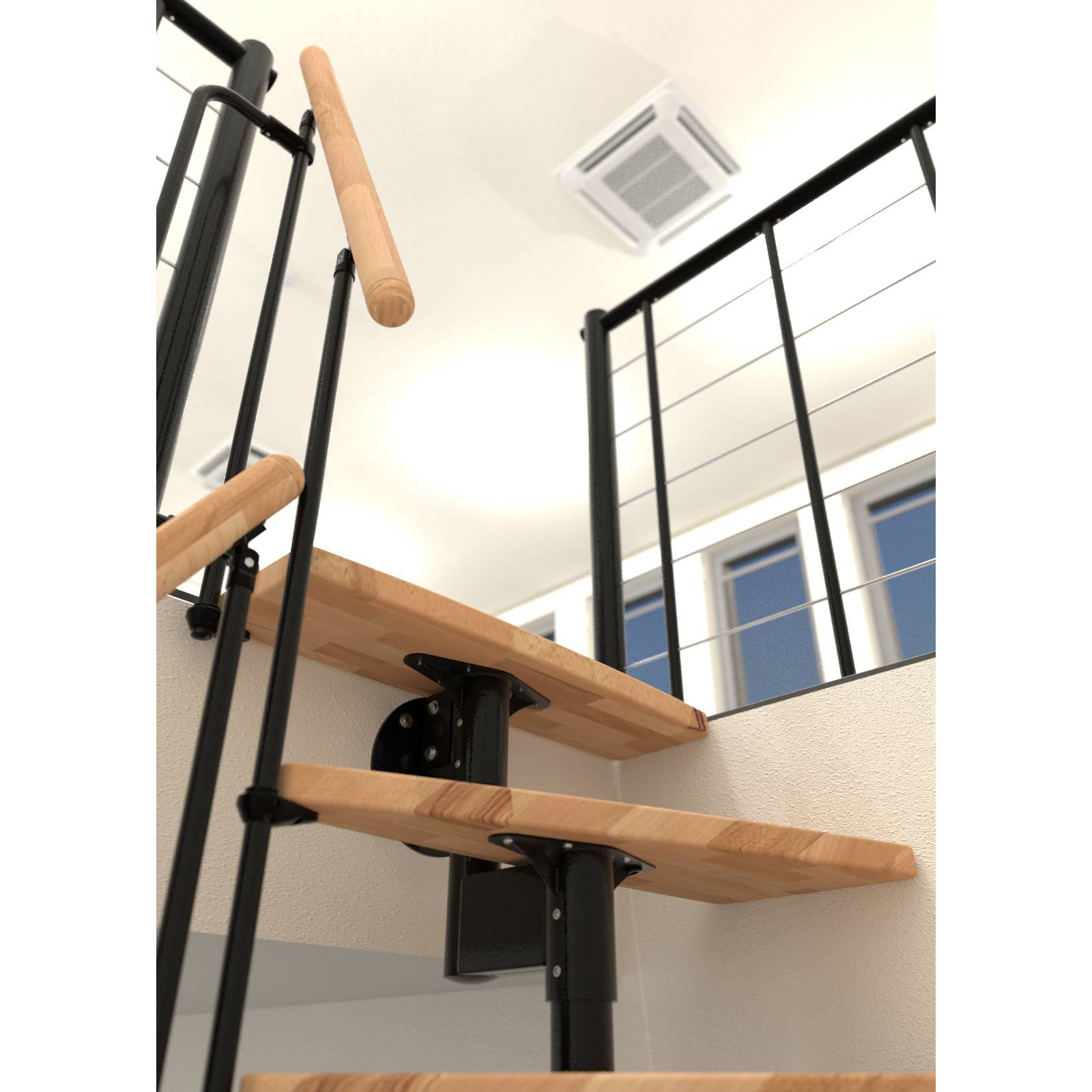 Minka Mittelholmtreppe Joker Turn 180° 187 - 304cm Geschosshöhe Buche Schwarz