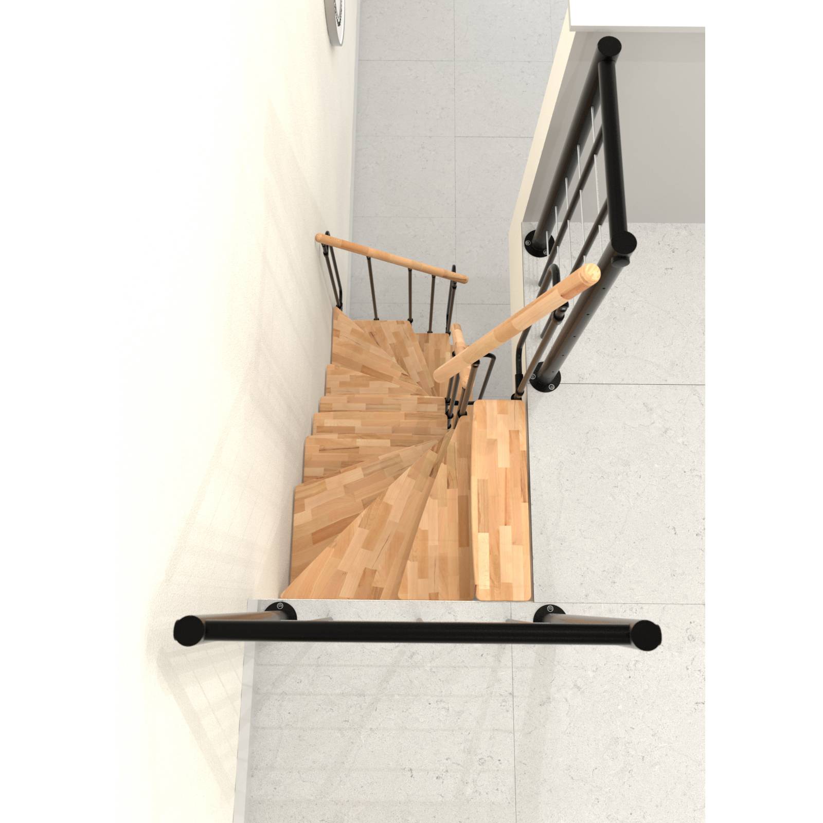 Minka Mittelholmtreppe Joker Turn 180° 187 - 304cm Geschosshöhe Buche Schwarz