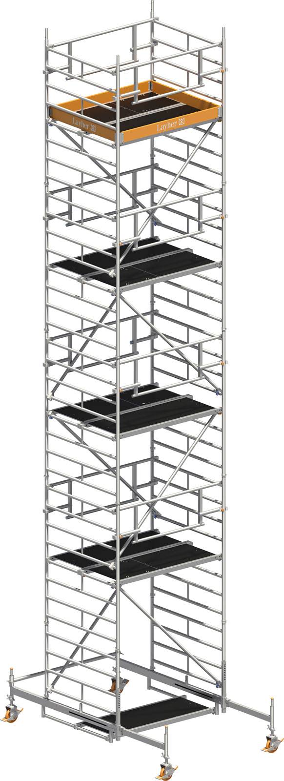 Layher Rollgerüst Uni Kompakt P2 Safety Plus mit Doppelgeländer 10,38m AH