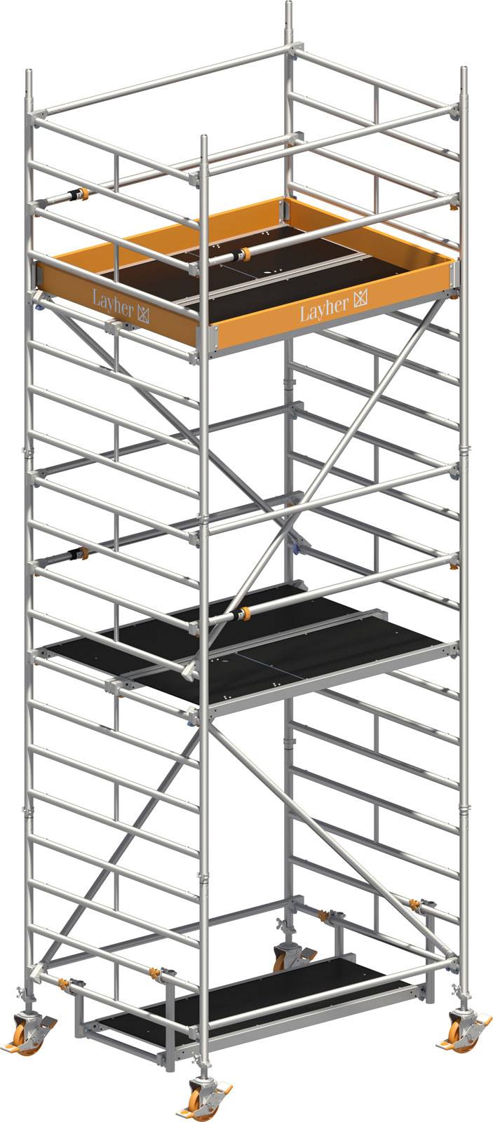 Layher Rollgerüst Uni Kompakt P2 mit Uni Telegeländer 6,20m AH