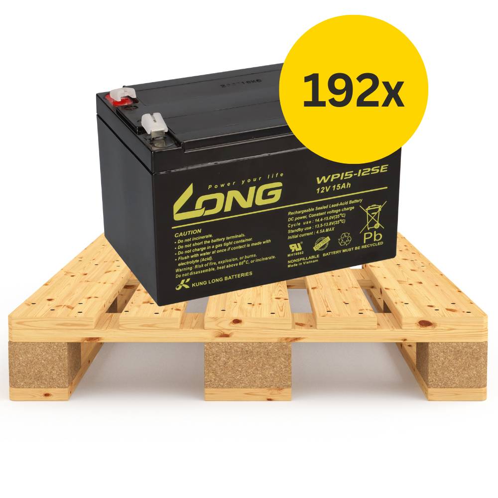 192x (1 Palette) Kung Long Akku 12V 15Ah WP15-12SE Batterie AGM zyklenfest