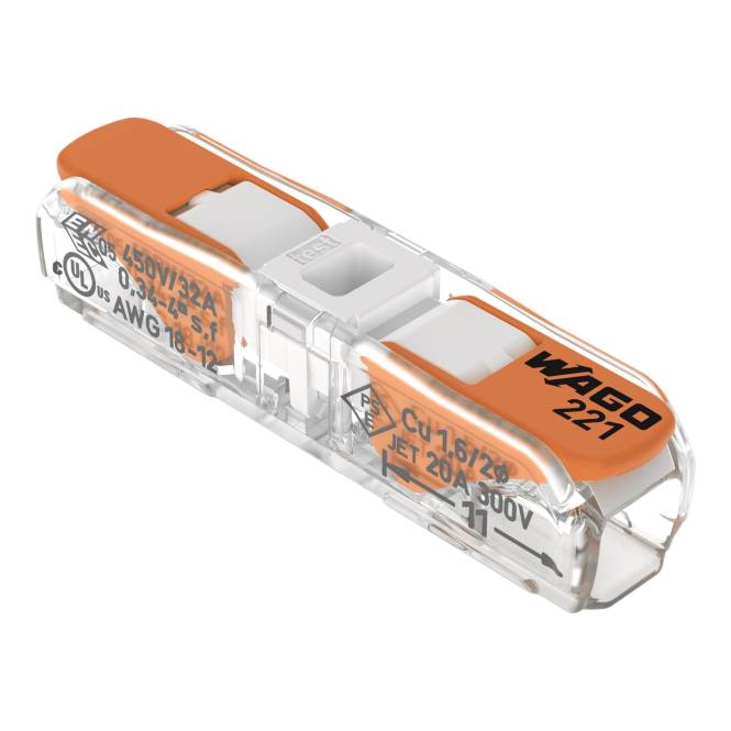 WAGO 221-2401 Durchgangsverbinder mit Hebel,für alle Leiterarten (Inhalt 60 Stück)