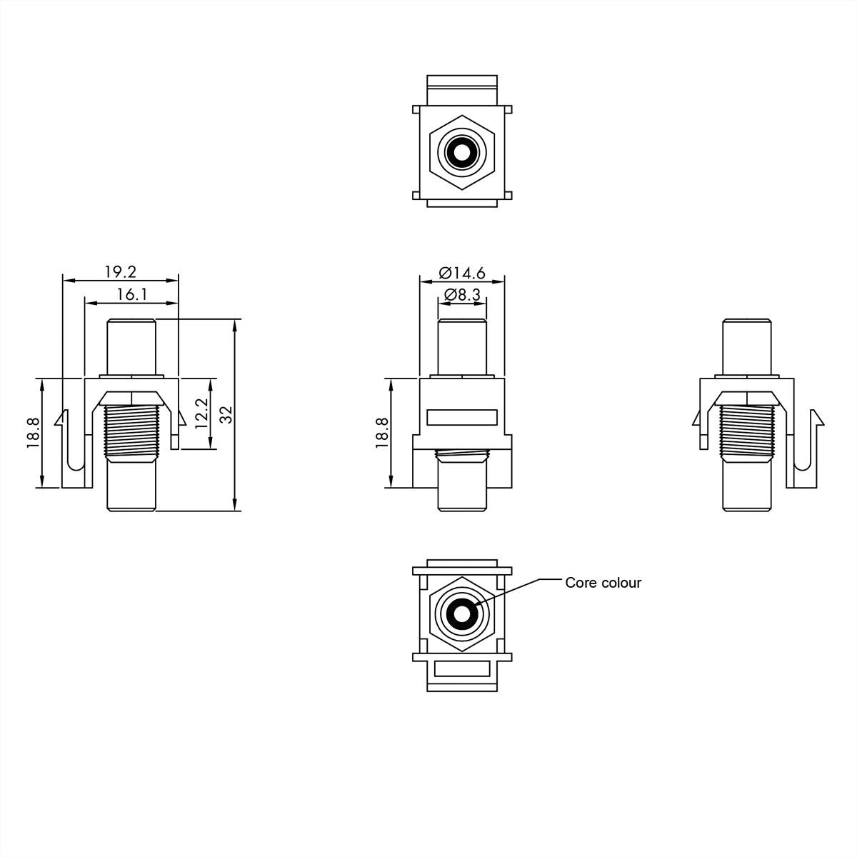VALUE RCA-Keystone-Kupplung, Kunststoff, weiß