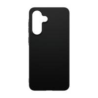 Schwarze Smartphone-Hülle mit Ausschnitten für die rückseitige Kamera und die Seitentasten, auf weißem Hintergrund dargestellt.