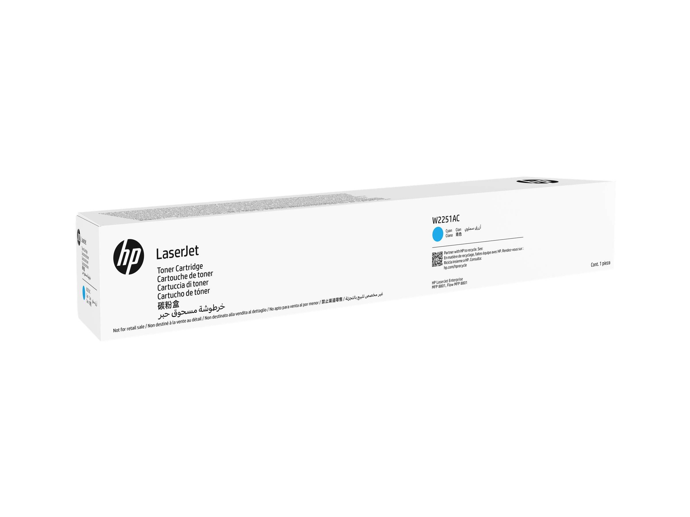 HP LaserJet Tonerpatronenschachtel mit der Bezeichnung W2951C in Cyan, auf weißem Hintergrund abgebildet.