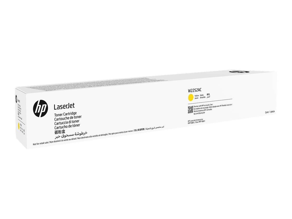 HP LaserJet Tonerkartusche, weißer Karton mit Etikett W2212A und gelbem Farbindikator.
