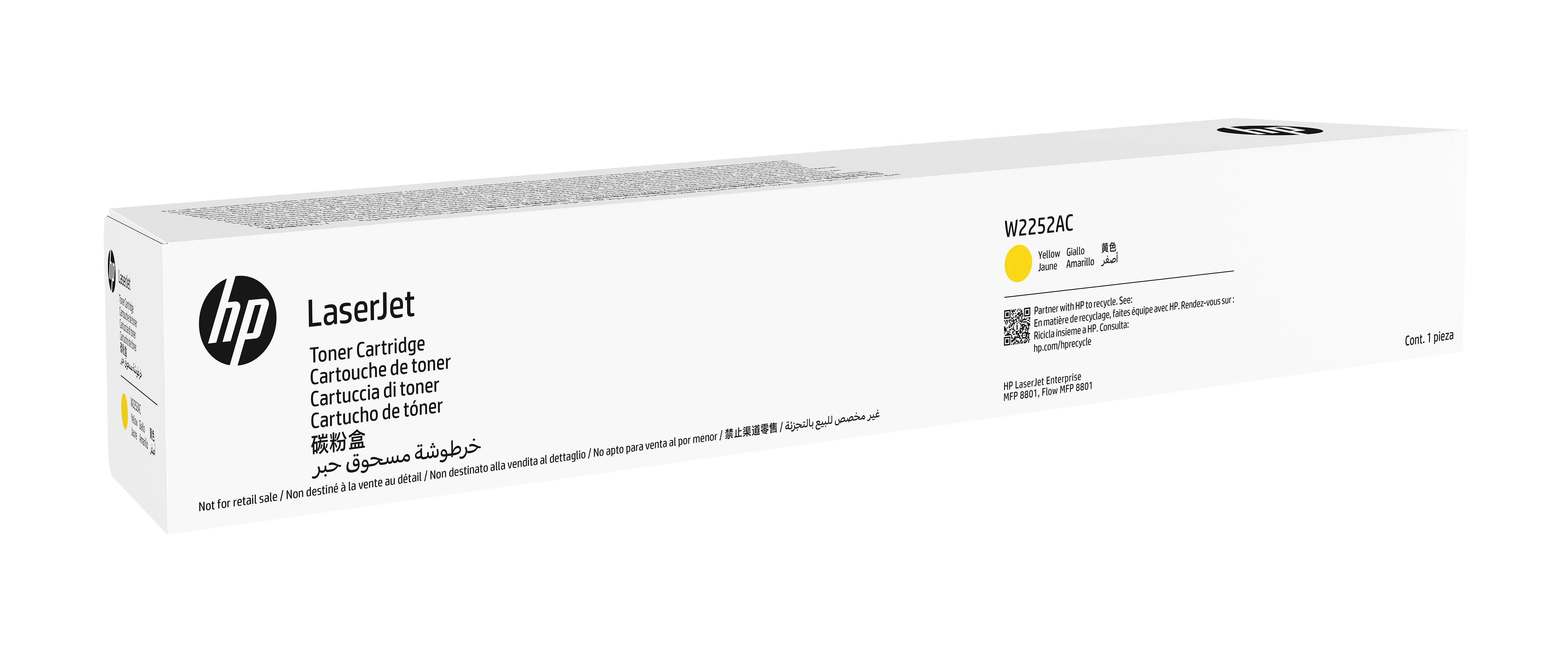 Tonerpatrone für HP LaserJet Modell W2252AC, in weißer Verpackung mit HP-Logo und Produktname.