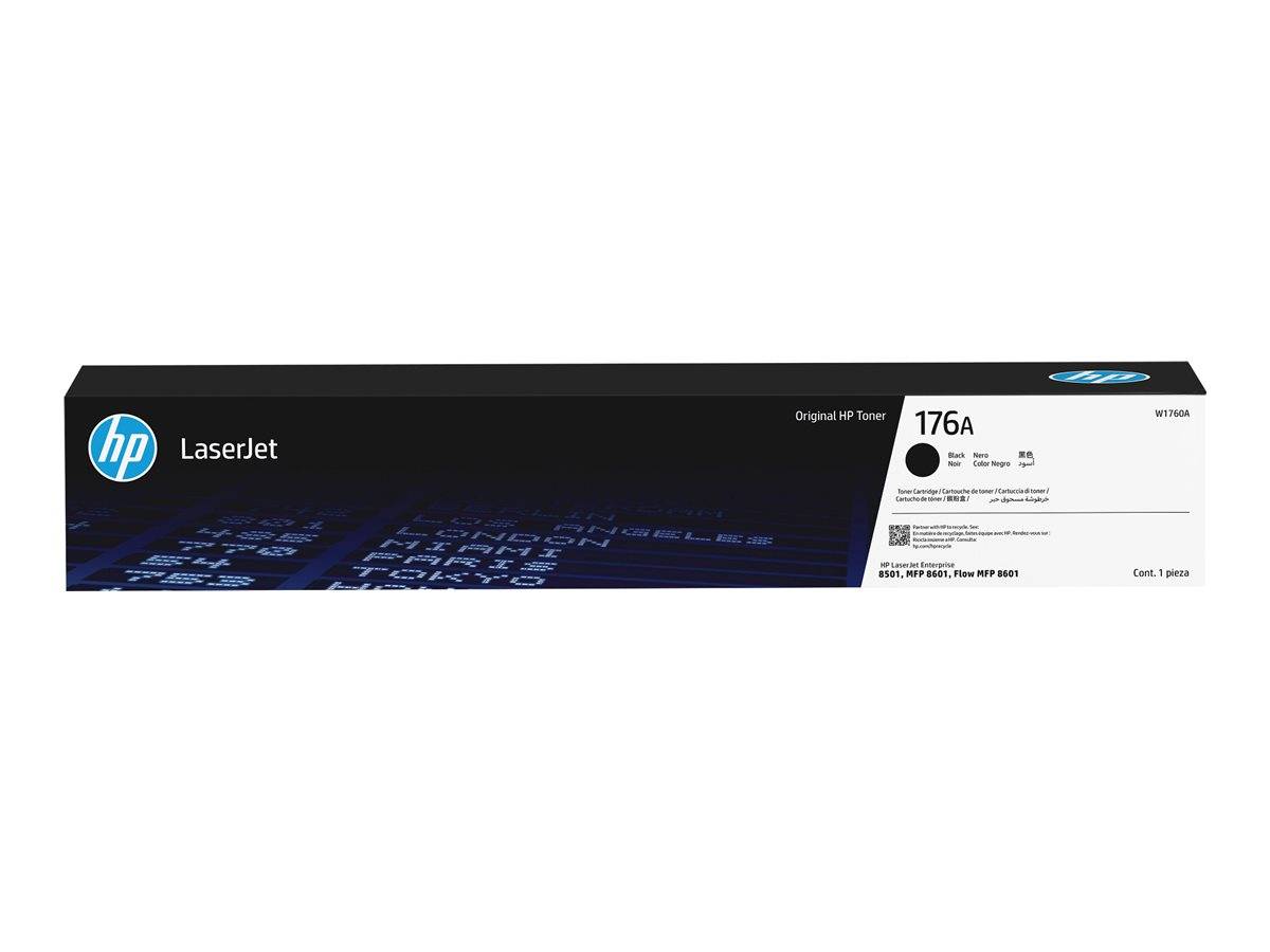 HP LaserJet 176A Schwarzer Tonerkassetten-Karton mit elegantem Design und Text, der die Verwendung für bestimmte HP-Drucker angibt.