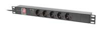 Lanberg PDU 19" LANBERG 1U 16A 2M 5X SCHUKO OUTLETS BLACK - 2 m