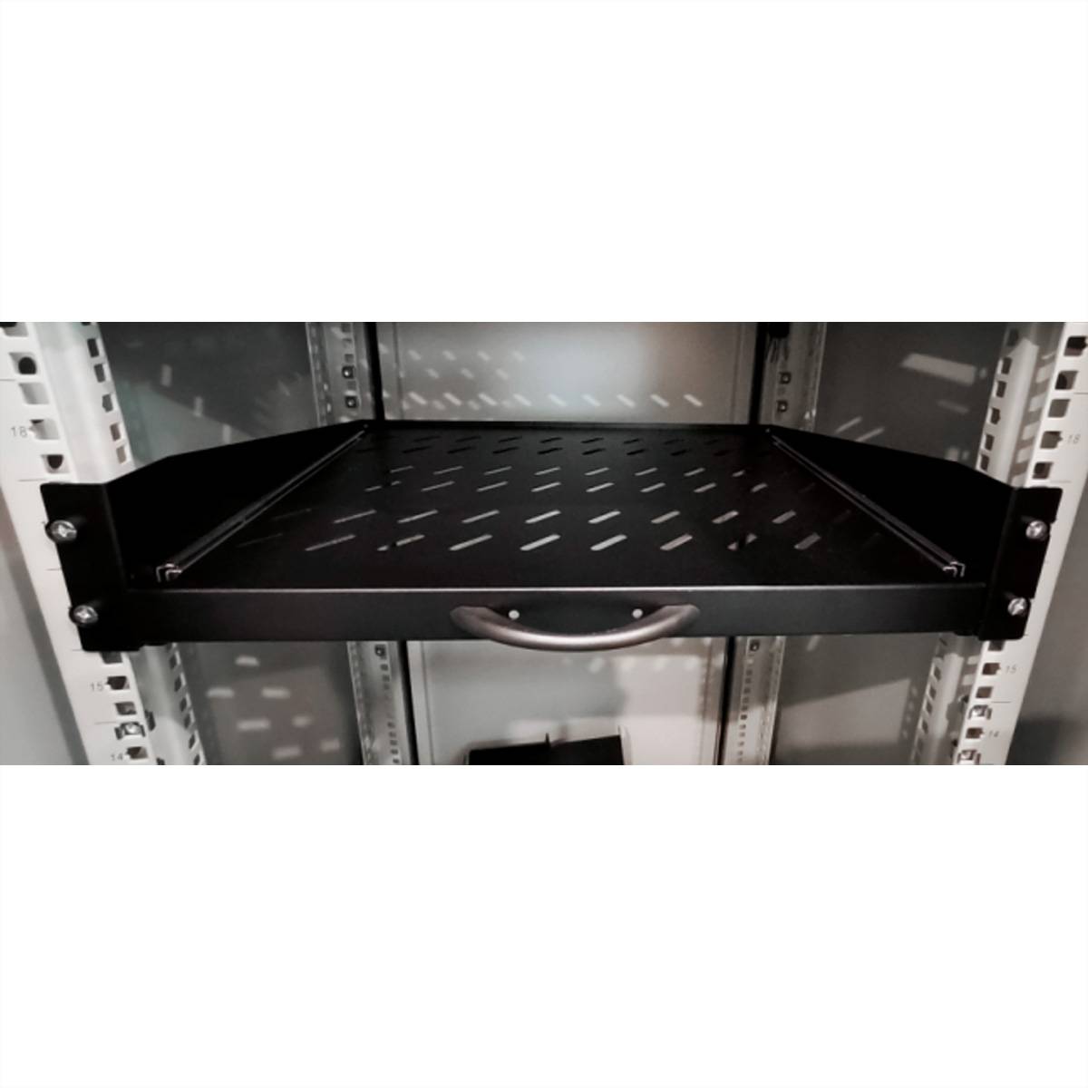VALUE 19-Zoll-Fachboden ausziehbar, 2 HE, 404 x 350 mm, 30 kg Traglast