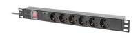 Lanberg PDU 19" LANBERG 1U 16A 2M 6X SCHUKO OUTLETS BLACK - 2 m