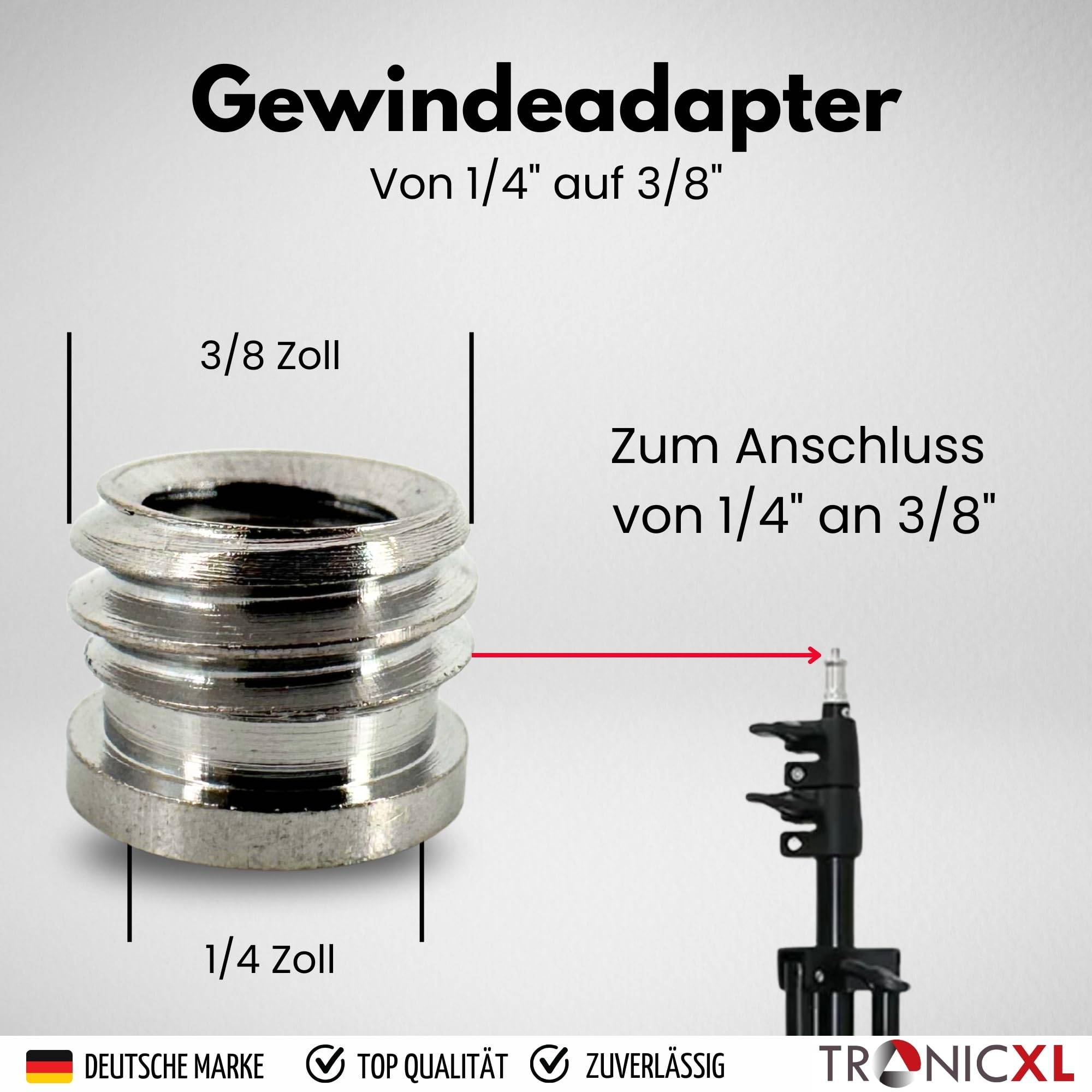 1x Adapter 1/4 auf 3/8 Zoll Kamera Schraubadapter Mikrofonständeradapter Stativgewindeadapter Gewindeadapter Schraube Gewinde 1/4" 3/8"