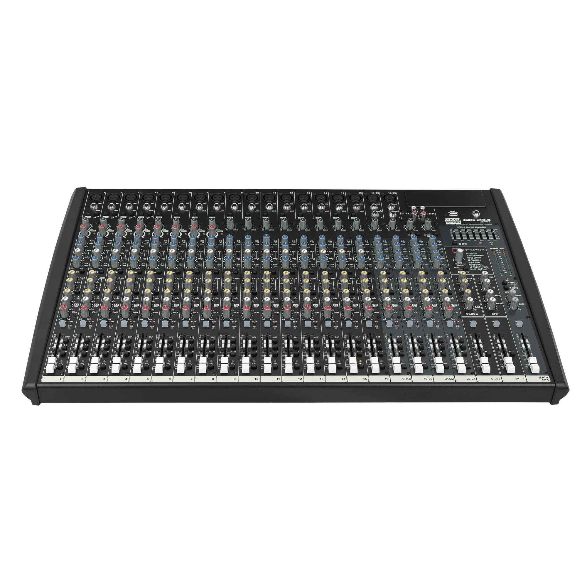 DAP GIG-244CFX Analoges Mischpult mit 24 Kanälen (16 mono, 4 stereo)