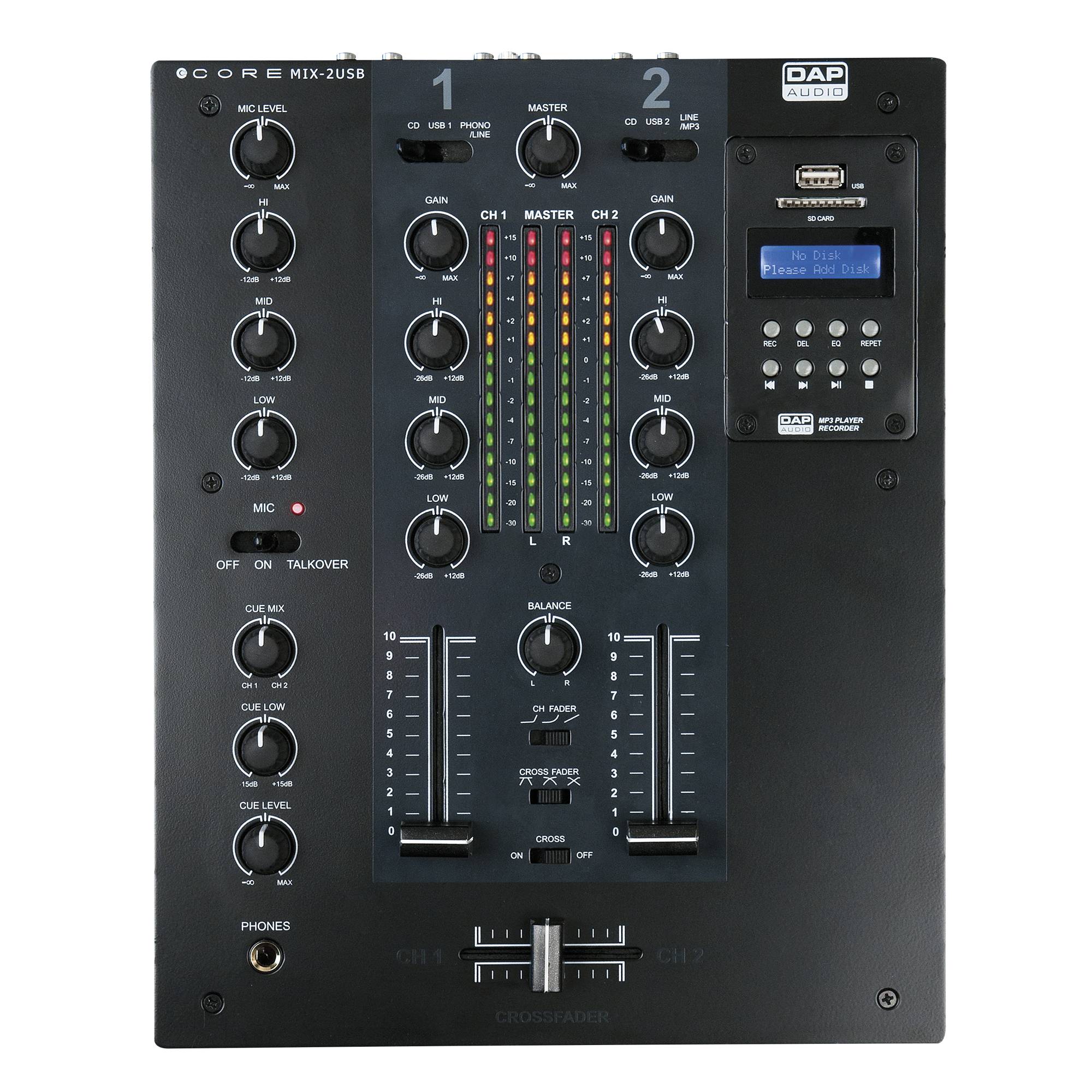 DAP CORE MIX-2 USB Zweikanal-DJ-Mixer mit USB-Schnittstelle