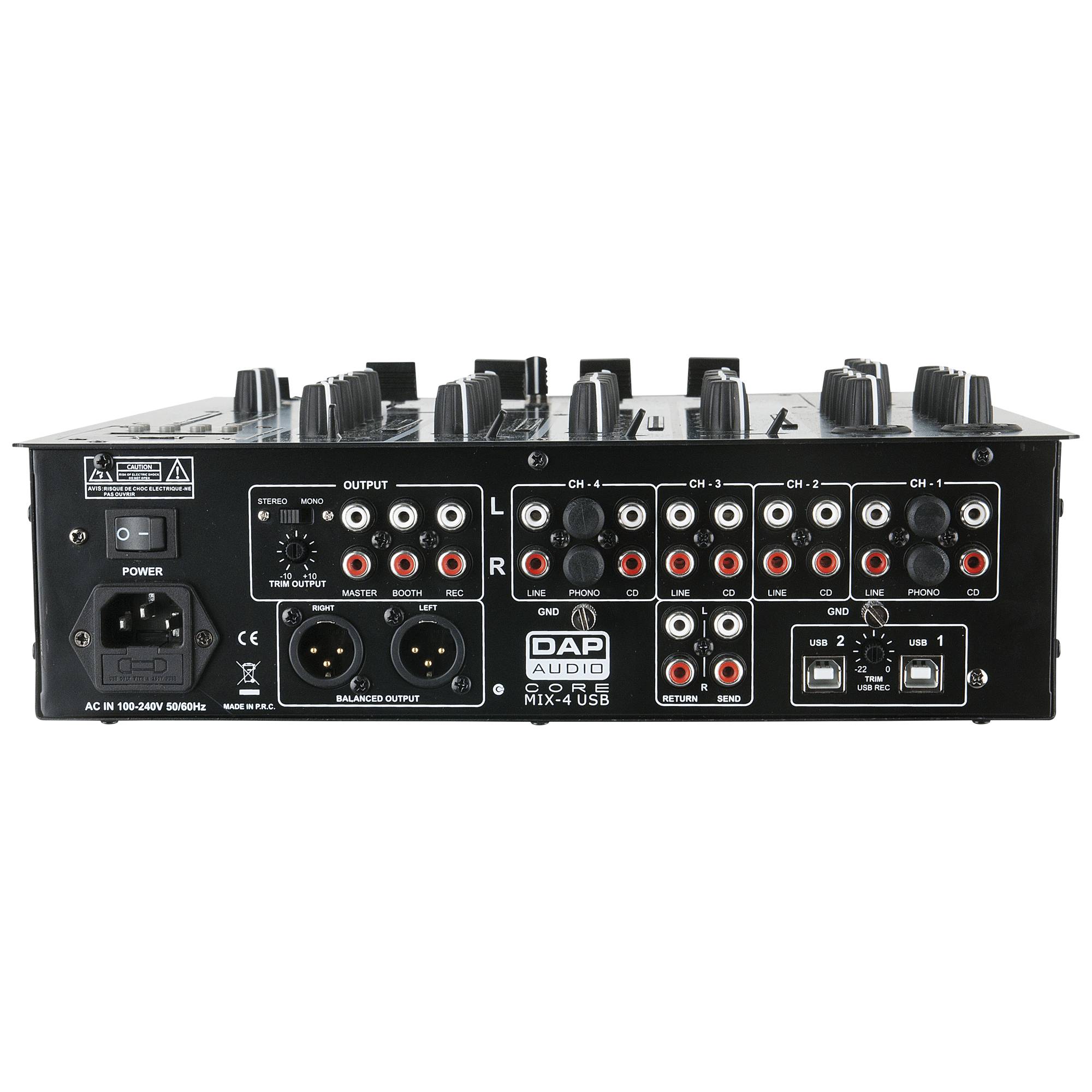DAP CORE MIX-4 USB Vierkanal-DJ-Mixer mit USB-Schnittstelle