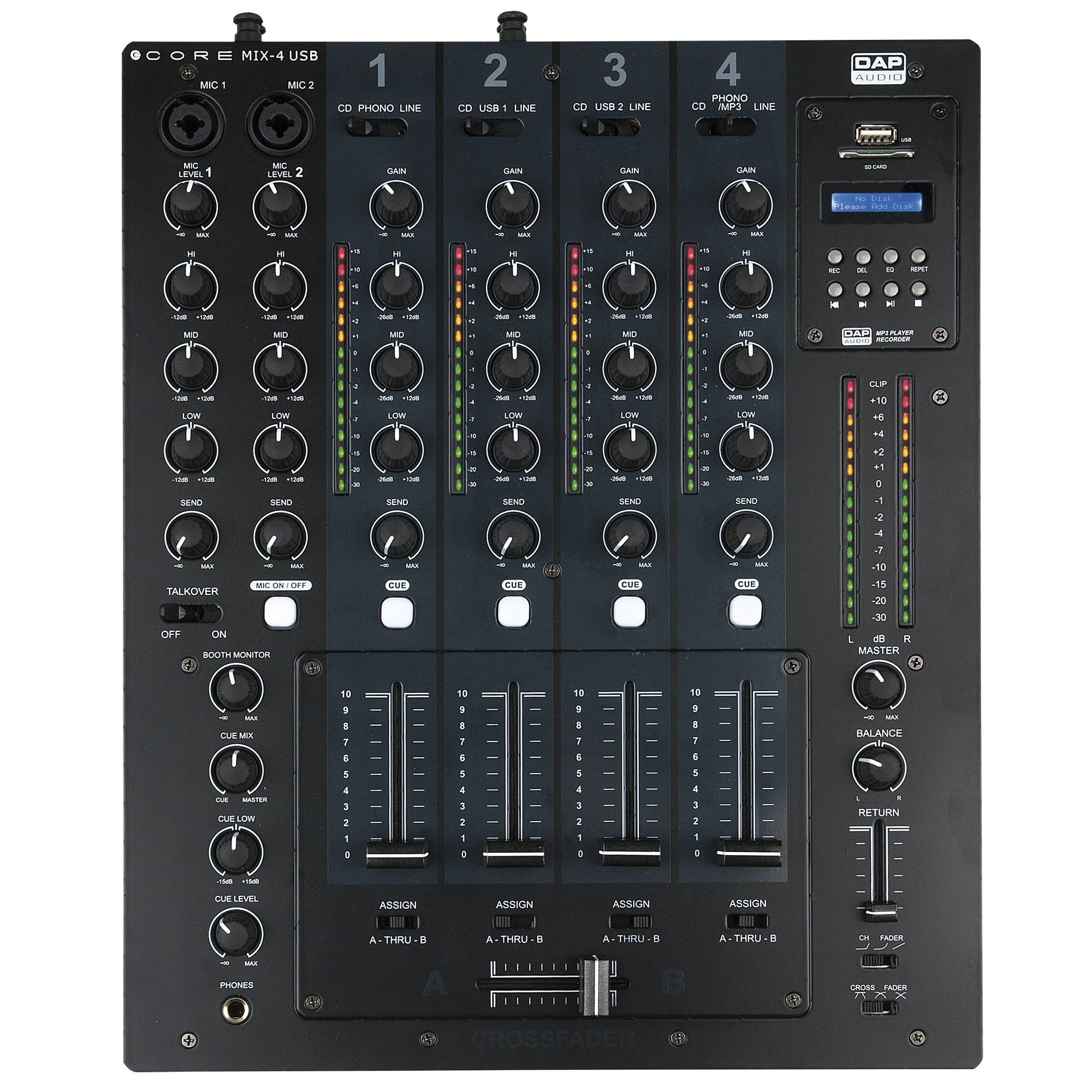 DAP CORE MIX-4 USB Vierkanal-DJ-Mixer mit USB-Schnittstelle