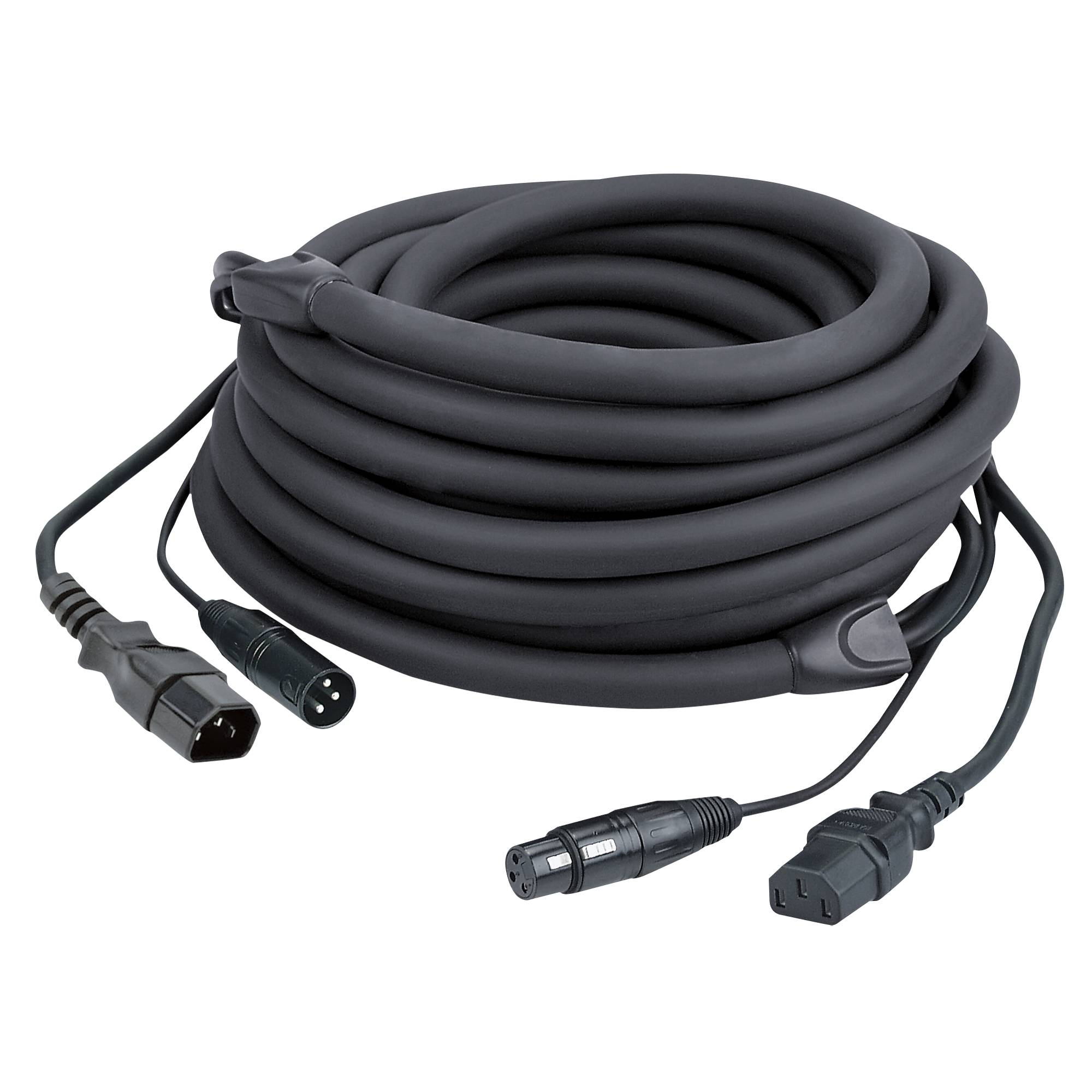 DAP FP12 - IEC/XLR M - IEC/XLR F - DMX / Power 1,5 m DMX / Strom - schwarze Ummantelung