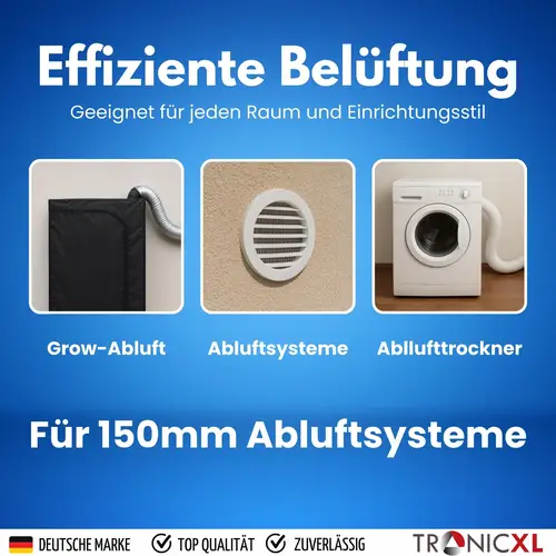150mm Lüftungsgitter Abluftgitter mit Fliegengitter für Bad Küche Trockner Wohnmobil Gewächshaus Garage Growbox Abluft Zuluft Klimaanlage 150mm Lüftungsgitter Abluftgitter mit Fliegengitter für Bad Küche Trockner Wohnmobil Gewächshaus Garage Growbox Abluft Zuluft Klimaanlage