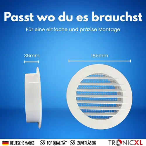 150mm Lüftungsgitter Abluftgitter mit Fliegengitter für Bad Küche Trockner Wohnmobil Gewächshaus Garage Growbox Abluft Zuluft Klimaanlage 150mm Lüftungsgitter Abluftgitter mit Fliegengitter für Bad Küche Trockner Wohnmobil Gewächshaus Garage Growbox Abluft Zuluft Klimaanlage