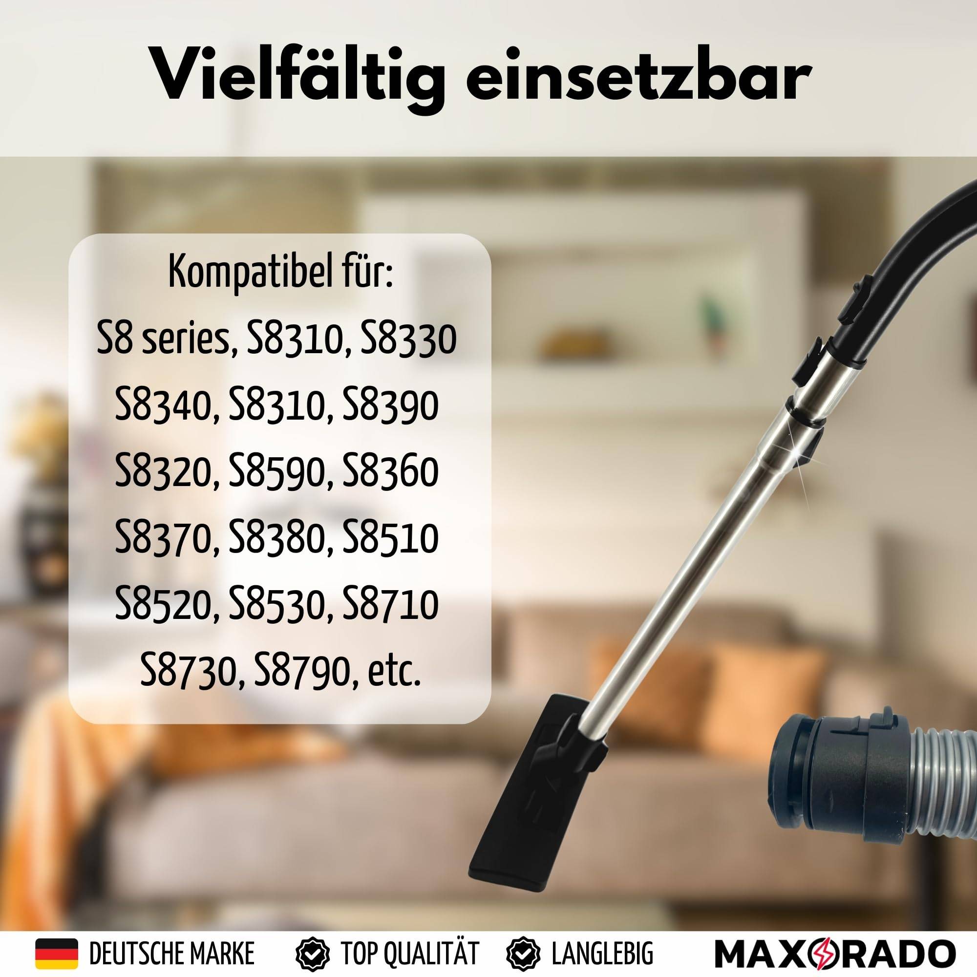 Rohr Staubsauger Bodendüse Schlauch Griff kompatibel mit Miele S8 S8000 C3 Complete & C3 Compact z.B. S8330 S8340 S8390 83790 C3 EcoLine Cat&Dog