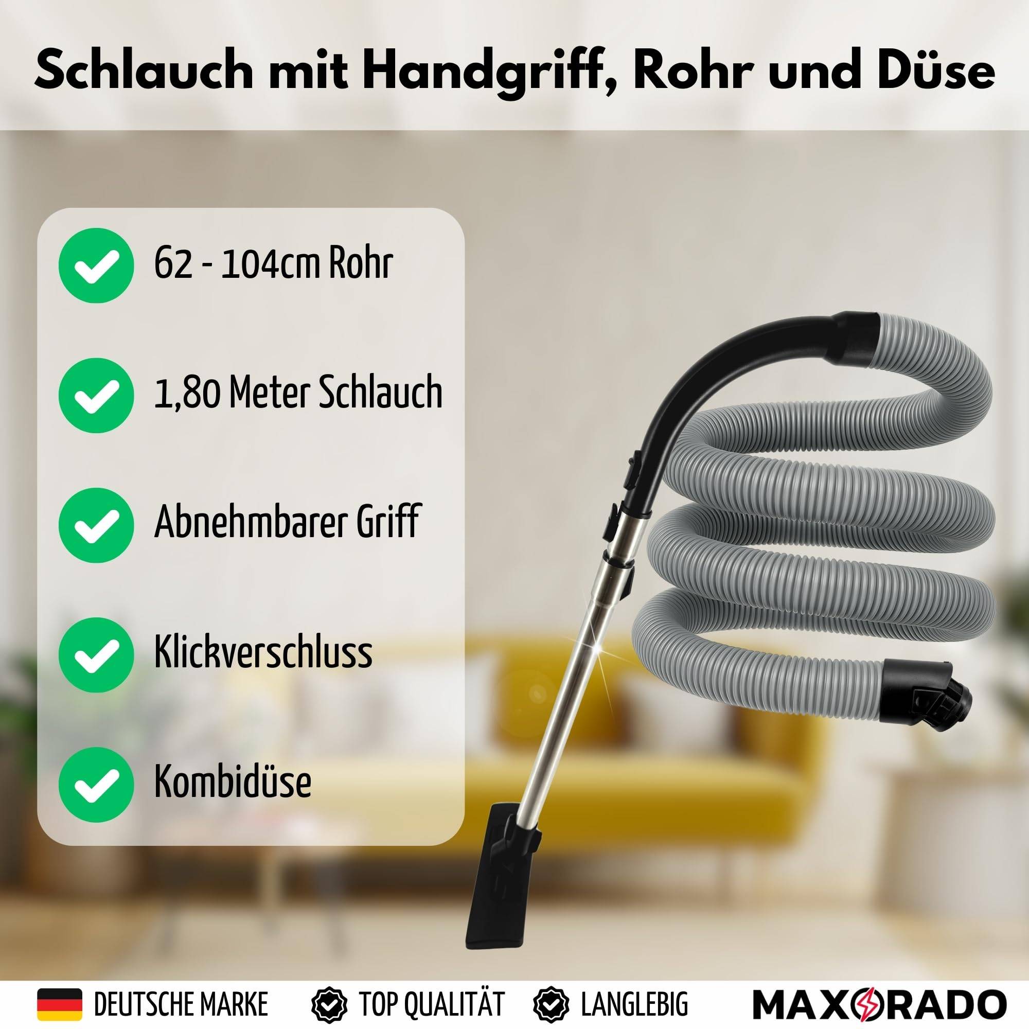 Rohr Staubsauger Bodendüse Schlauch Griff kompatibel mit Miele S8 S8000 C3 Complete & C3 Compact z.B. S8330 S8340 S8390 83790 C3 EcoLine Cat&Dog