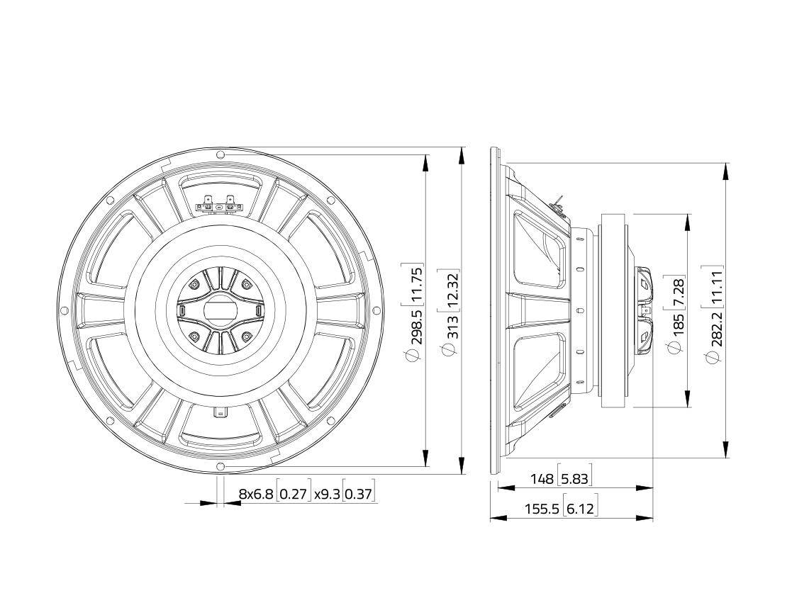 LAVOCE CSF122.50K 10 Zoll Koaxiallautsprecher, Ferrit, Stahlkorb