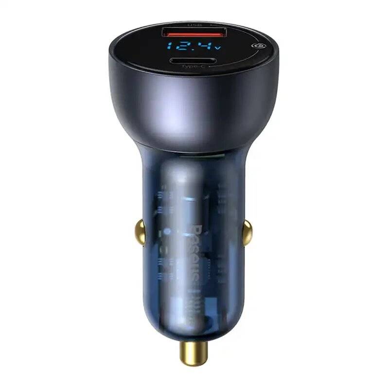Baseus Particular Digital Display Autoladegerät mit Display, USB + USB-C, QC3.0+PD, 5A, 65W (grau)
